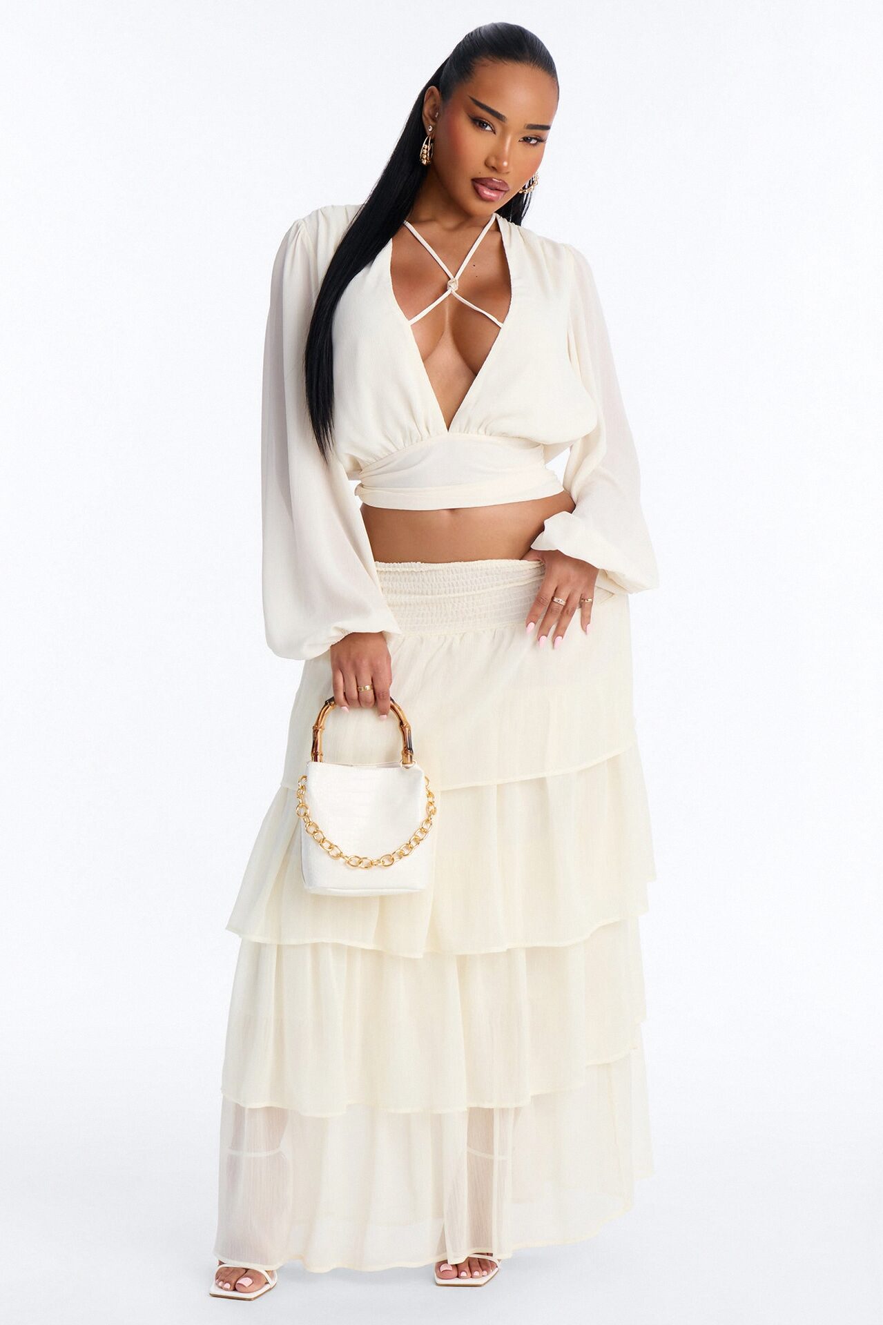 Elevate Everything Beaded Chiffon Top - Cream