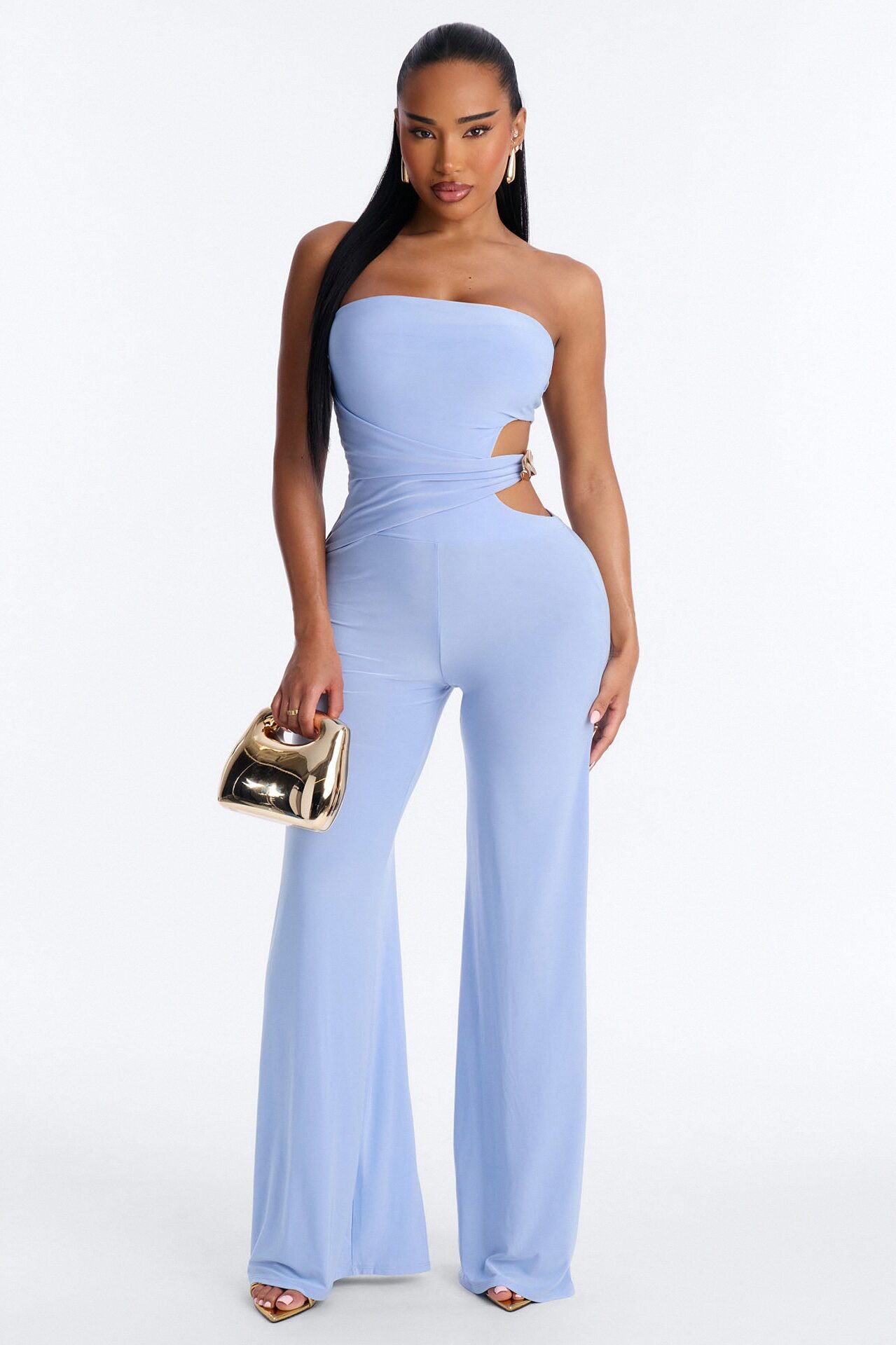 Anika Cut Out Strapless Jumpsuit - Blue