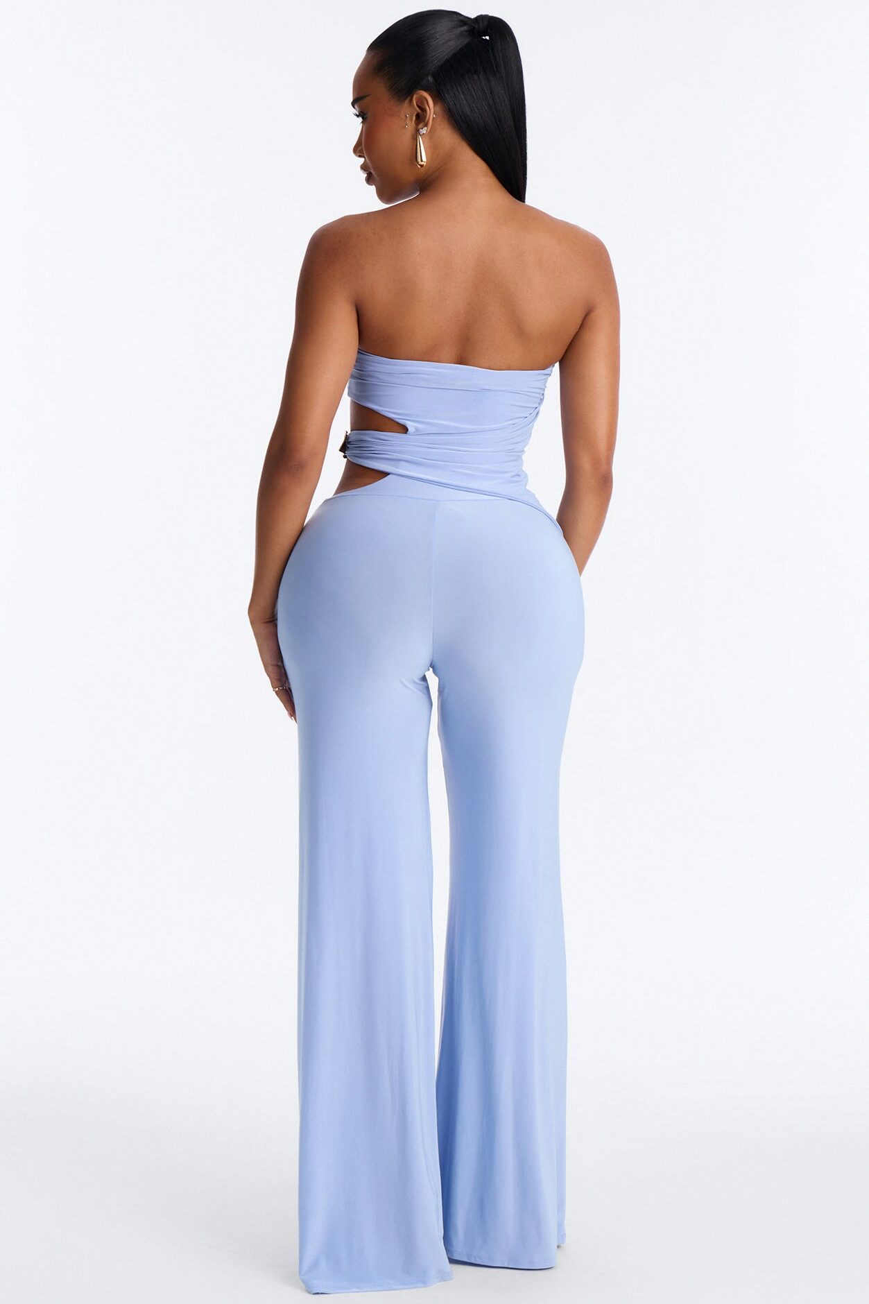 Anika Cut Out Strapless Jumpsuit - Blue