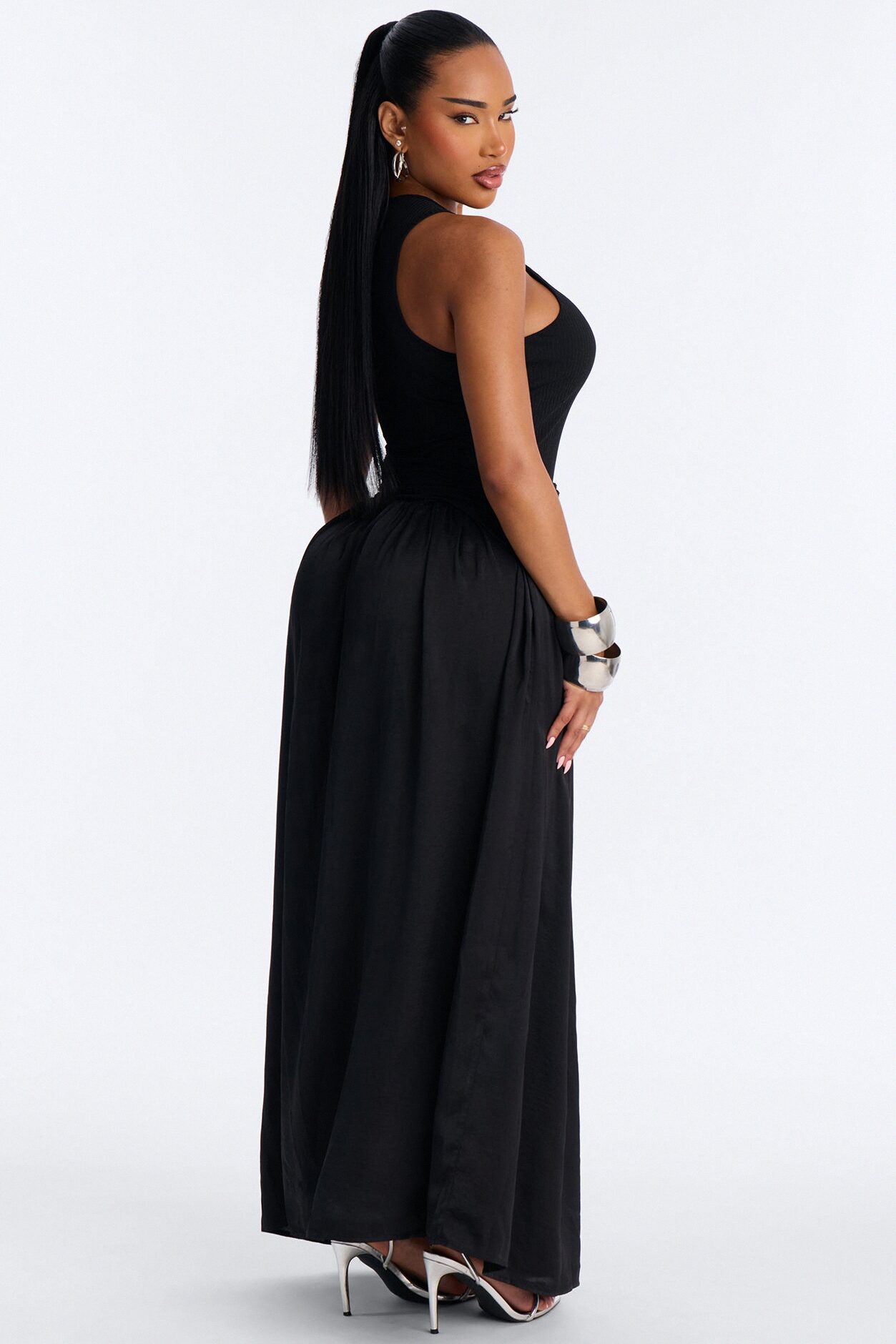 Soho Sleeveless Ribbed Maxi Dress - Black