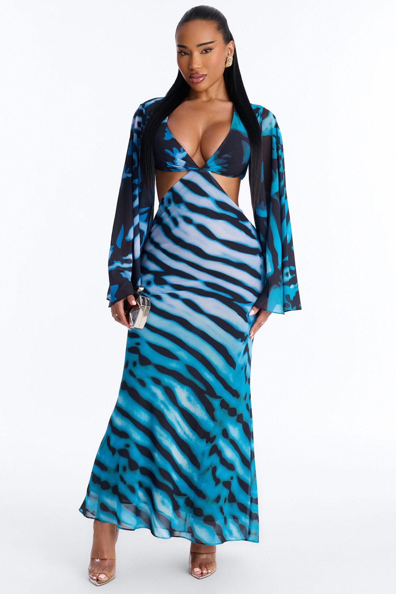 Charlee Chiffon Maxi Dress - Blue/combo