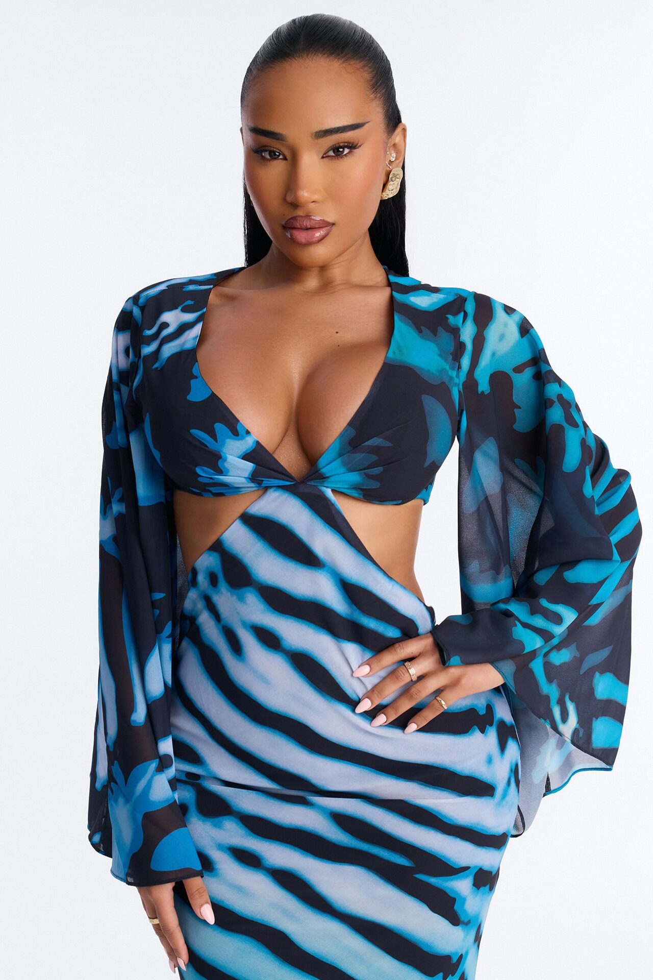 Charlee Chiffon Maxi Dress - Blue/combo