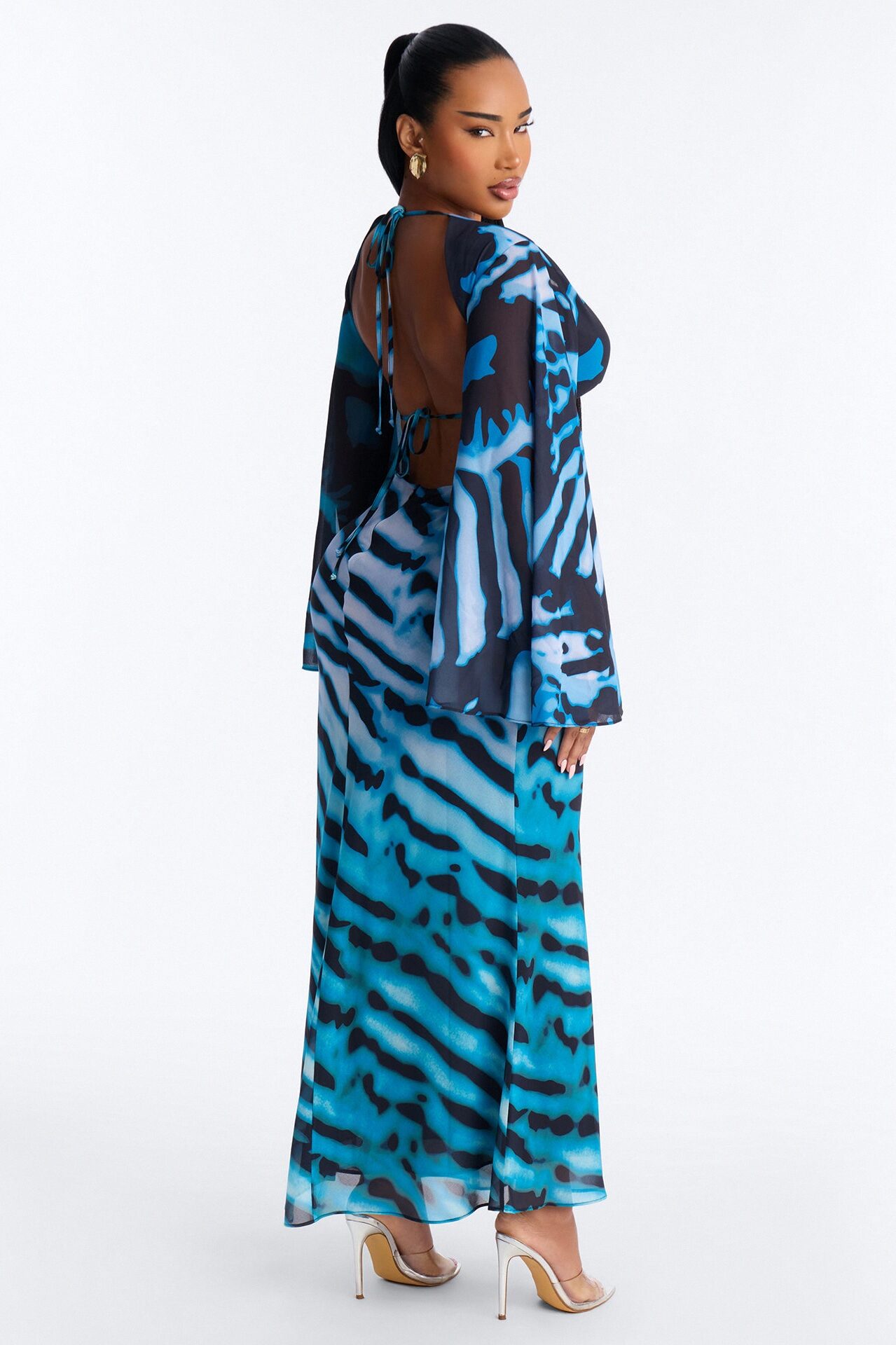 Charlee Chiffon Maxi Dress - Blue/combo