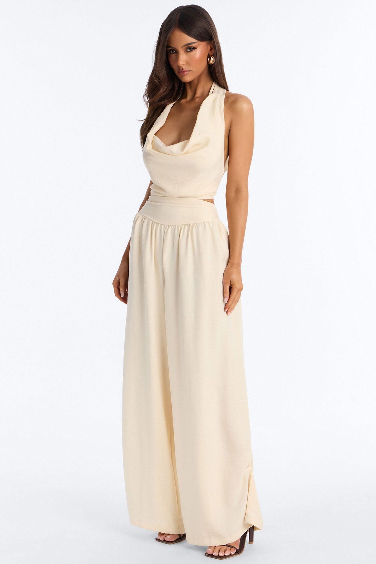Sofie Cowl Wide Leg Jumpsuit - Yellow