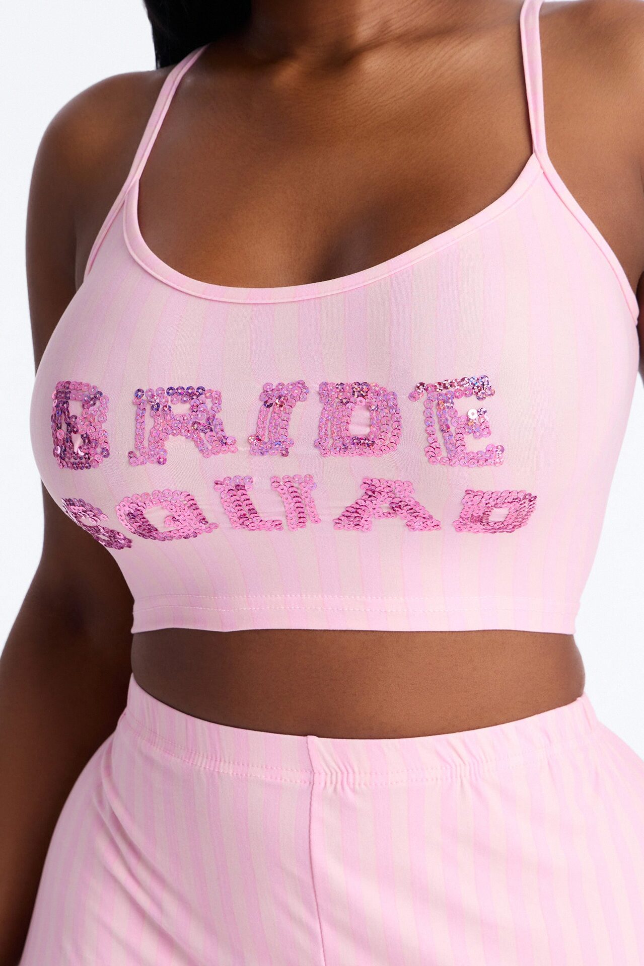 Sequin Bride Squad Cami PJ Pant Set - Pink