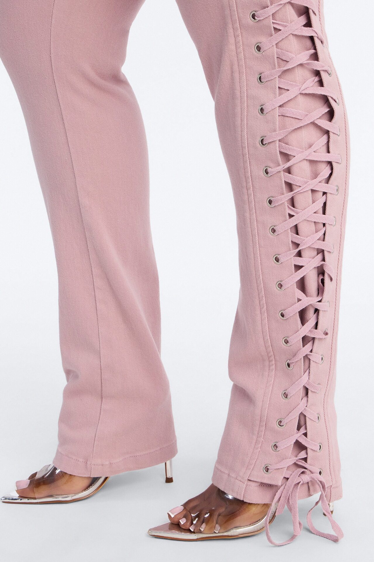 After Hours Lace Up Flare Pant - Blush