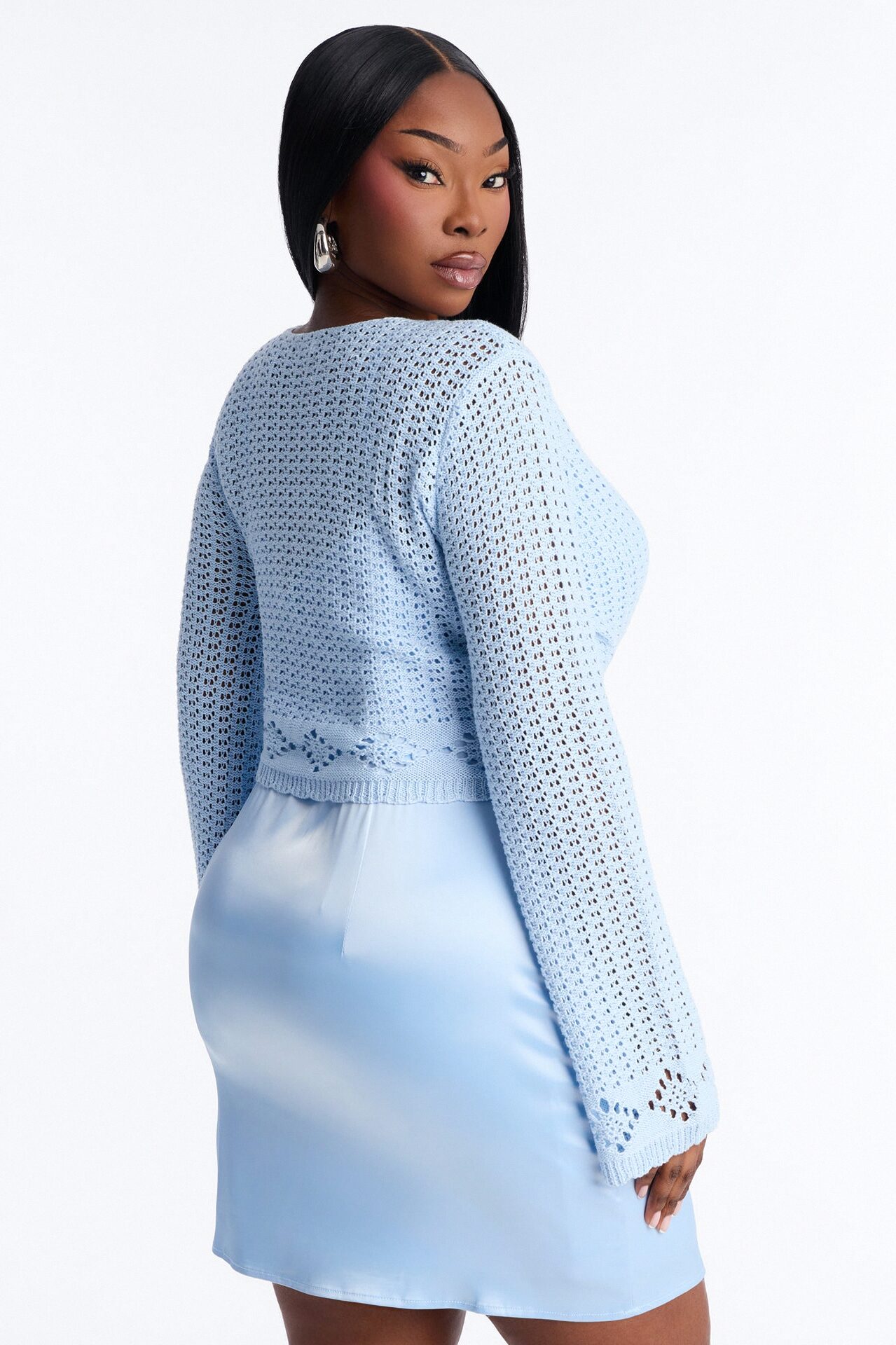 Sunkissed Crochet Mini Dress Set - Blue