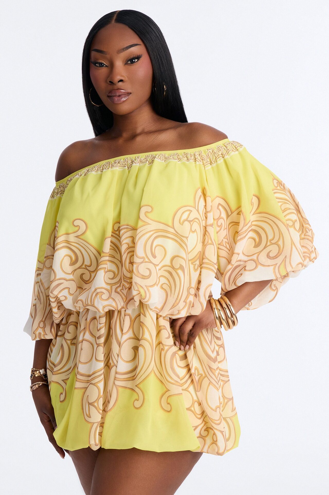 Imani One Shoulder Chiffon Mini Dress - Yellow