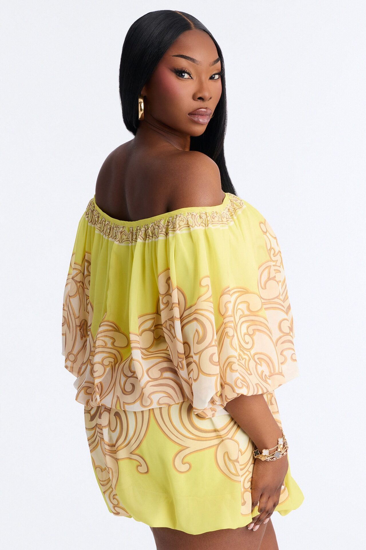 Imani One Shoulder Chiffon Mini Dress - Yellow