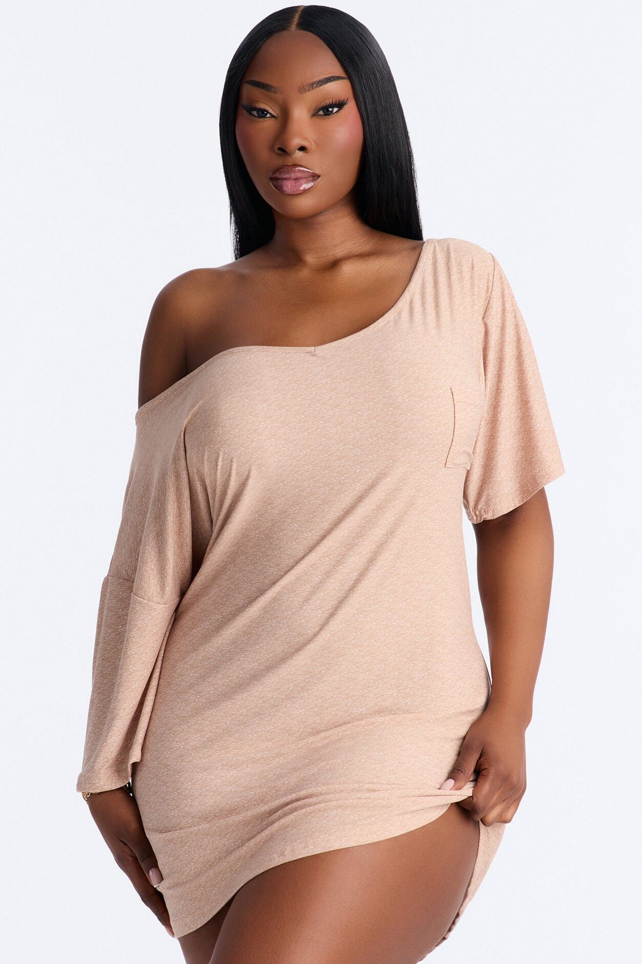 Let's Hang Sleep Tee - Heather Taupe