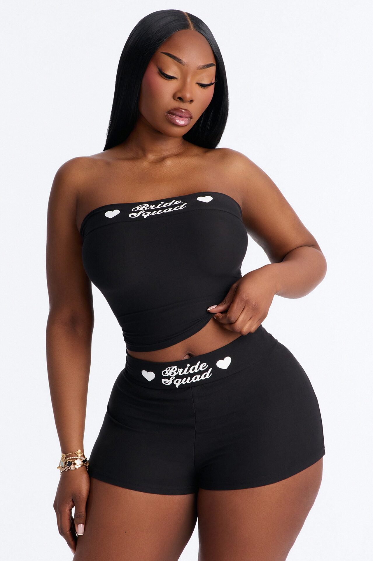 Let's Bach Squad PJ Strapless Top & Short Set - Black/White
