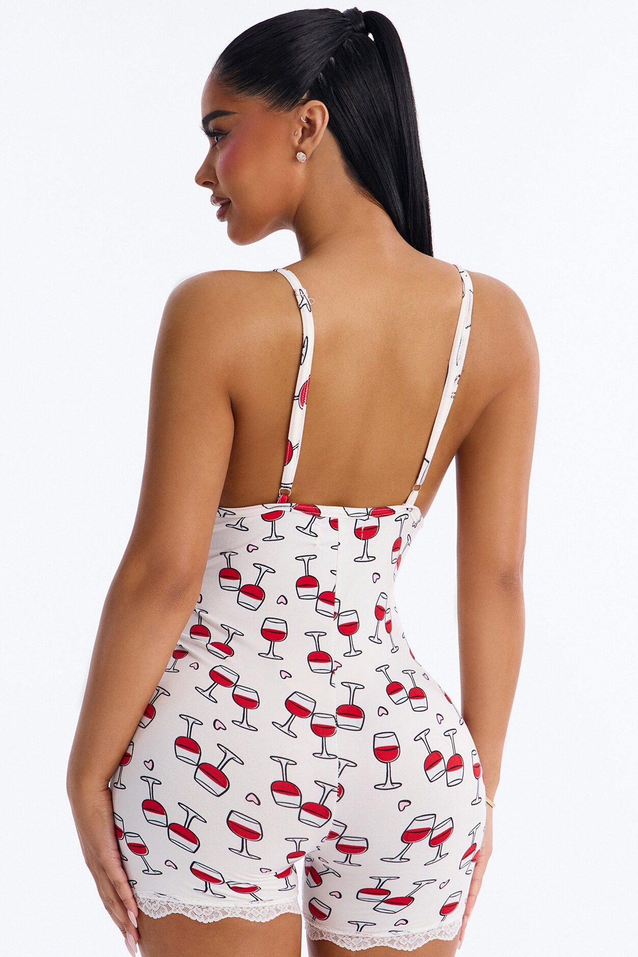Go To Bed Cami PJ Romper Onesie - White/combo