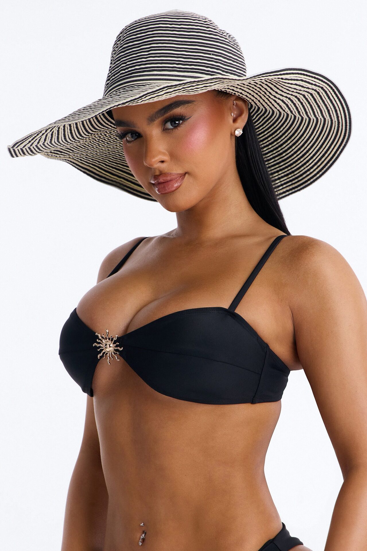 Hot Days Packable Sun Hat - Black/White