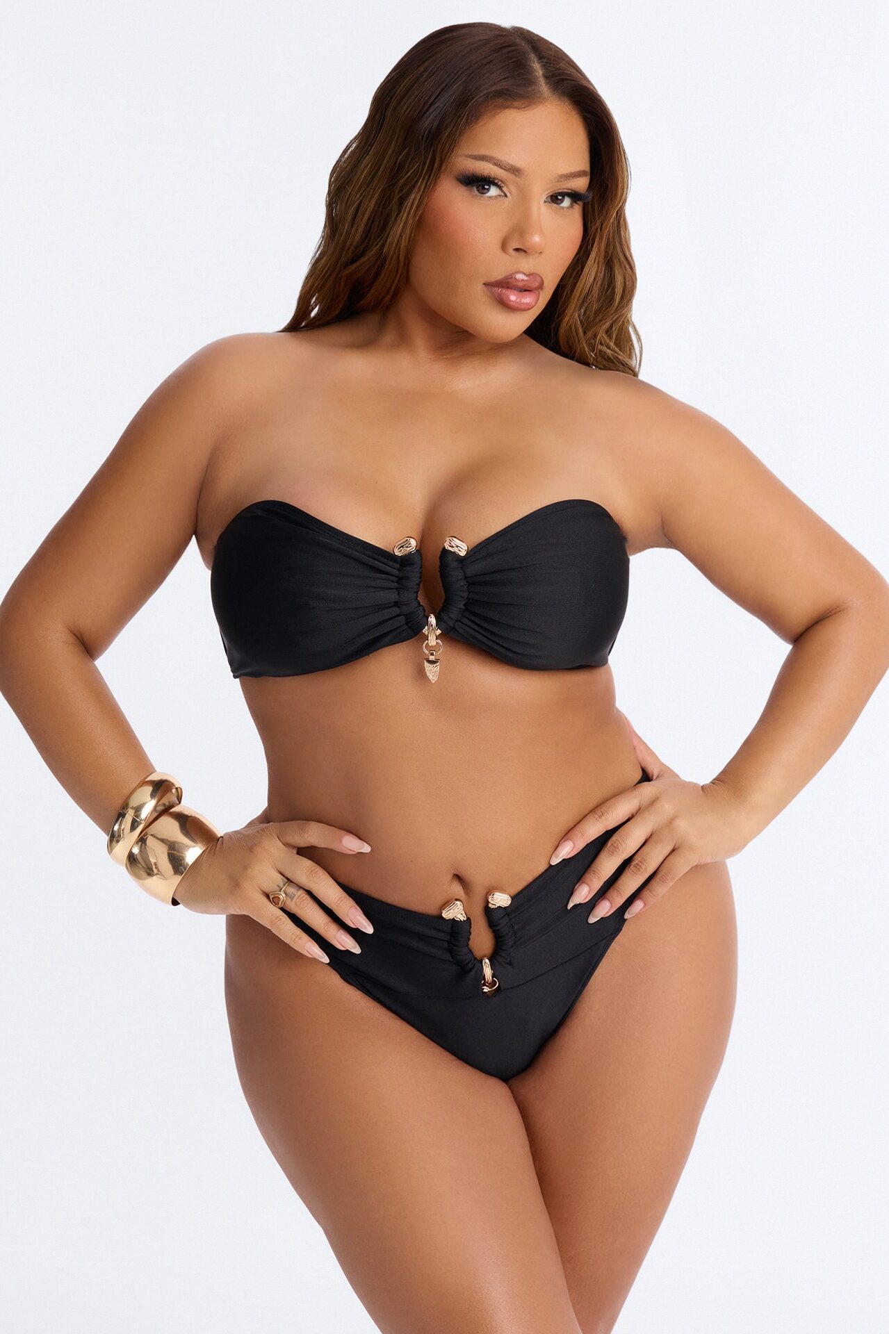 Eloise 2 Piece Strapless Bandeau Bikini Set - Black