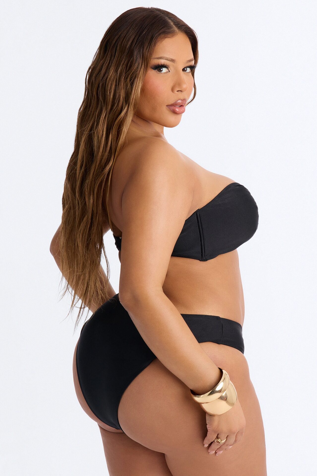 Eloise 2 Piece Strapless Bandeau Bikini Set - Black