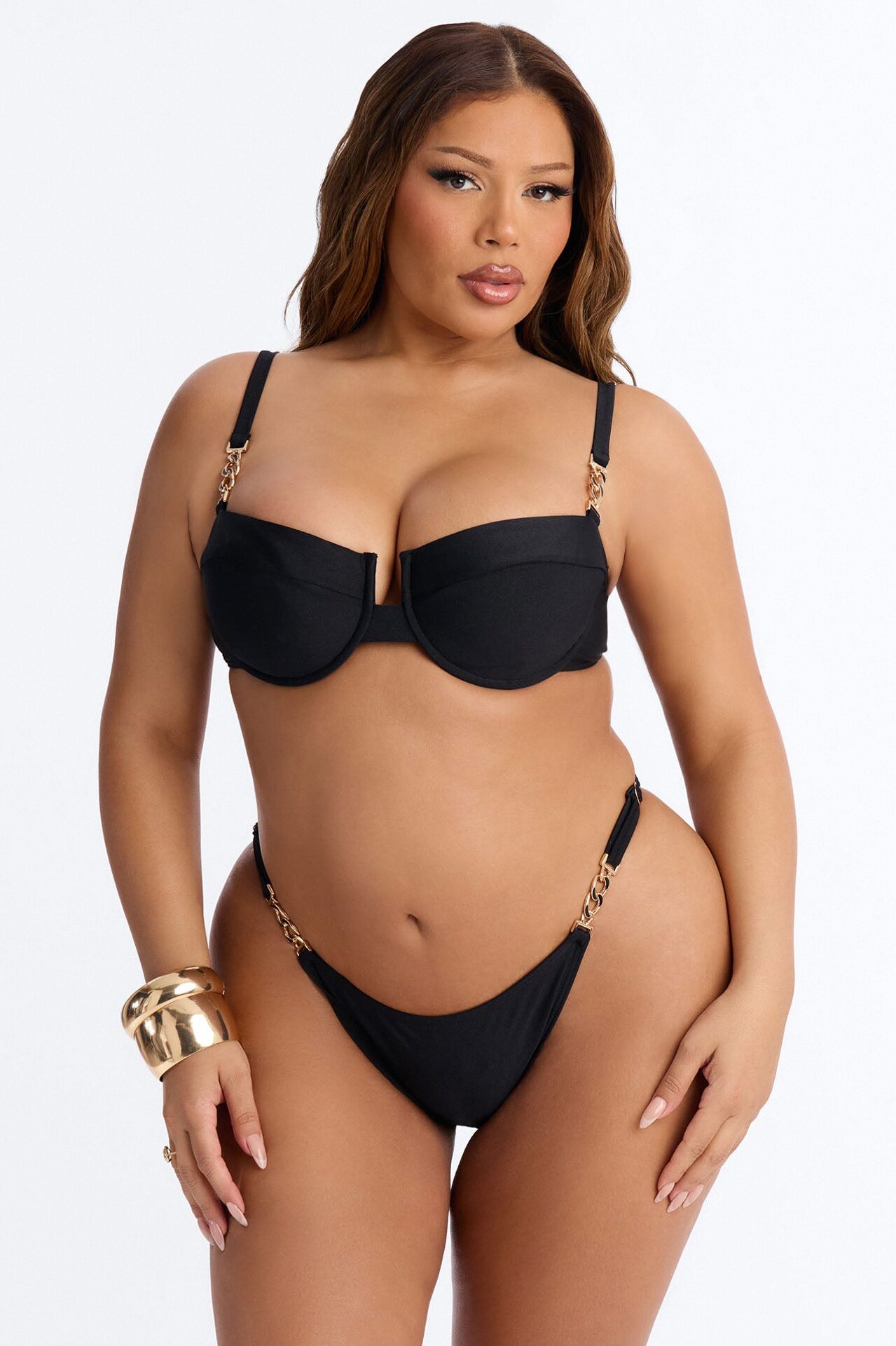Beach Club Chain Underwire 2 Piece Bikini - Black