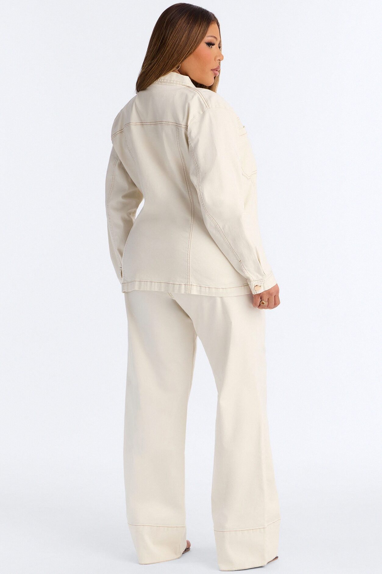 Kylie Denim Pant Set - White