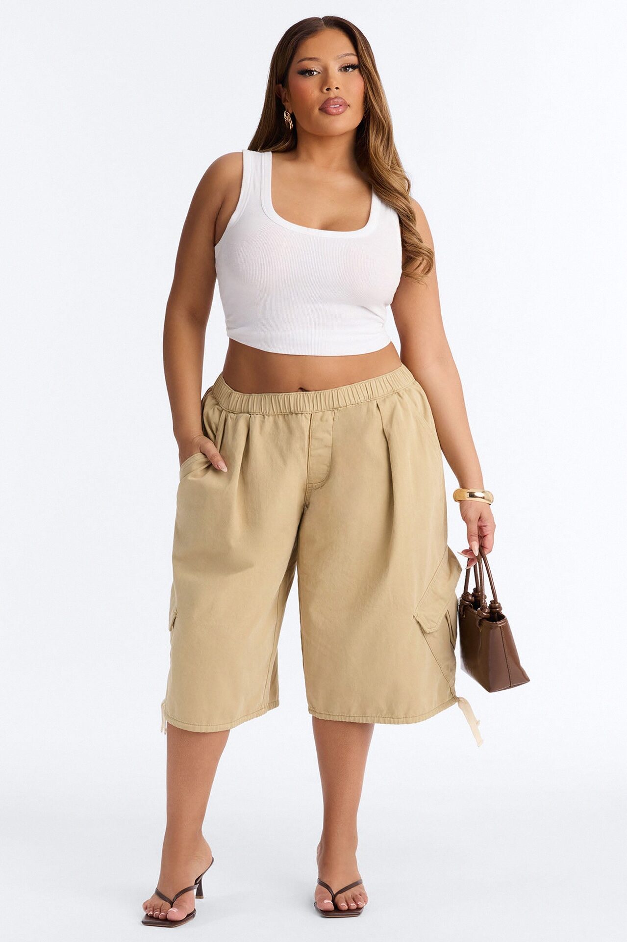 Carter Twill Cargo Bubble Hem Bermuda Short - Khaki