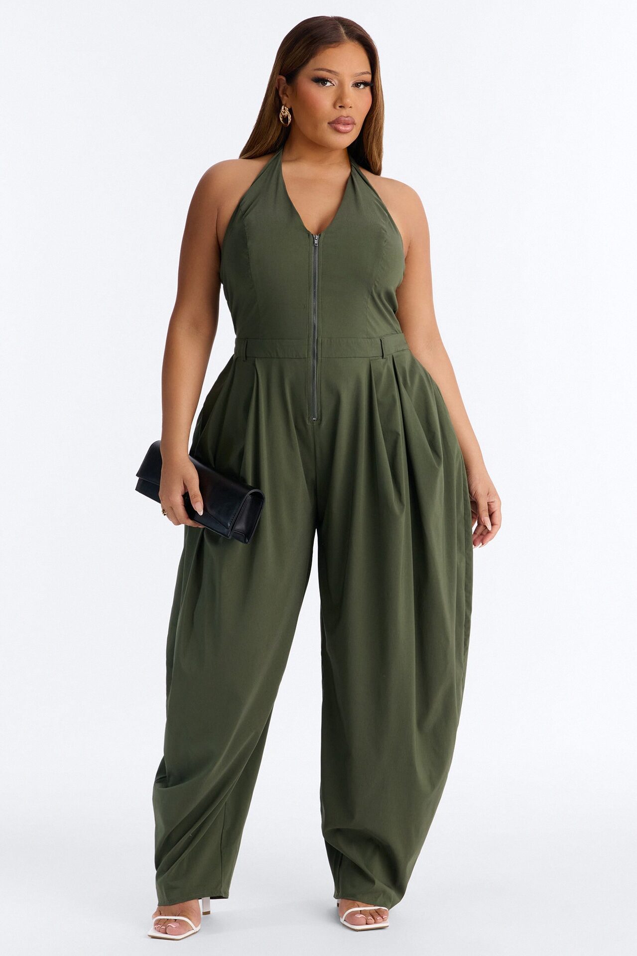Alyssia Balloon Leg Jumpsuit - Olive