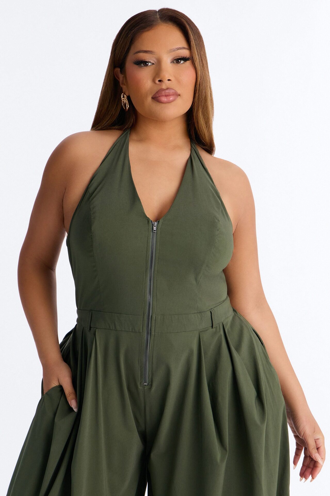 Alyssia Balloon Leg Jumpsuit - Olive