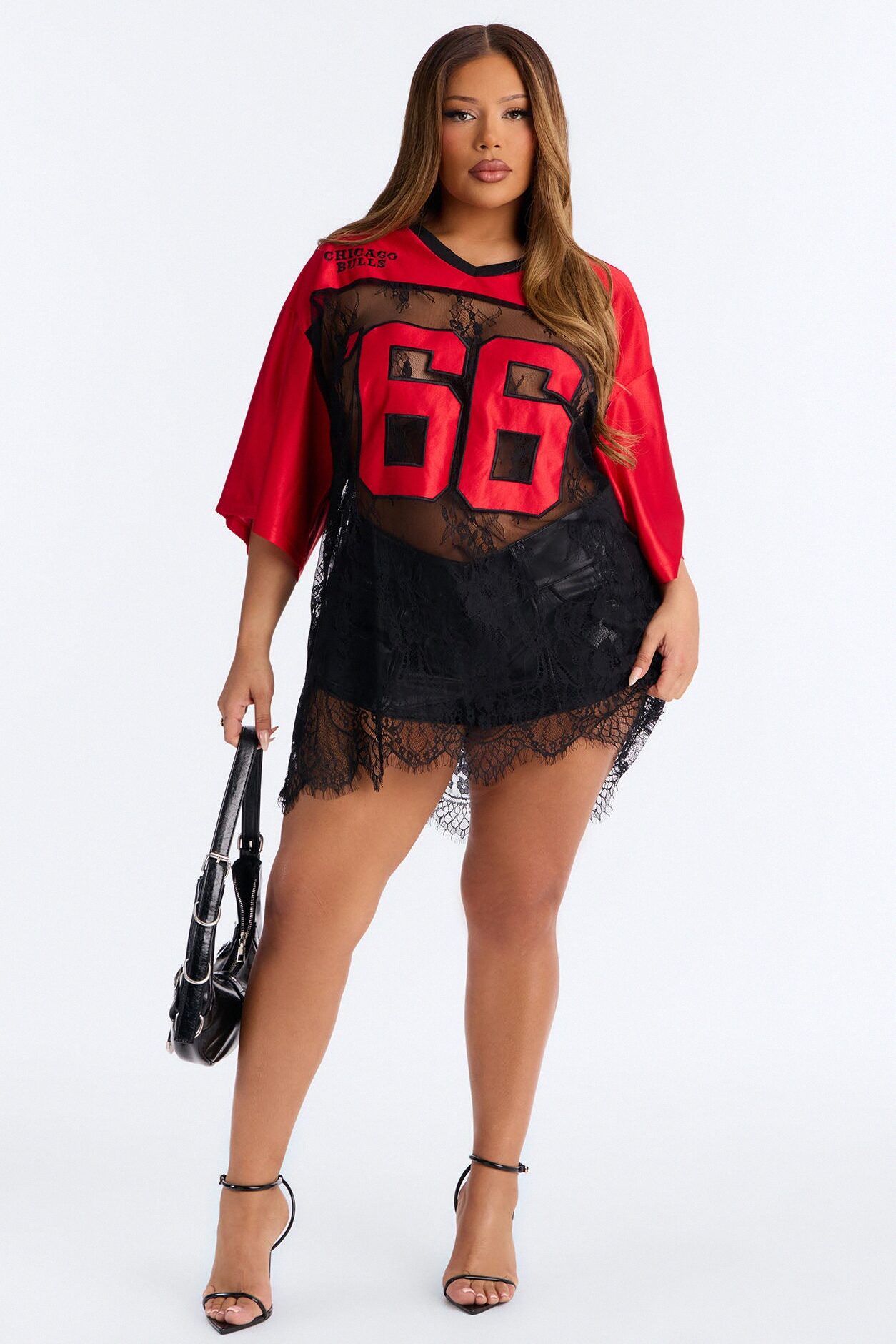 NBA Chicago Bulls Oversized Lace Top - Black