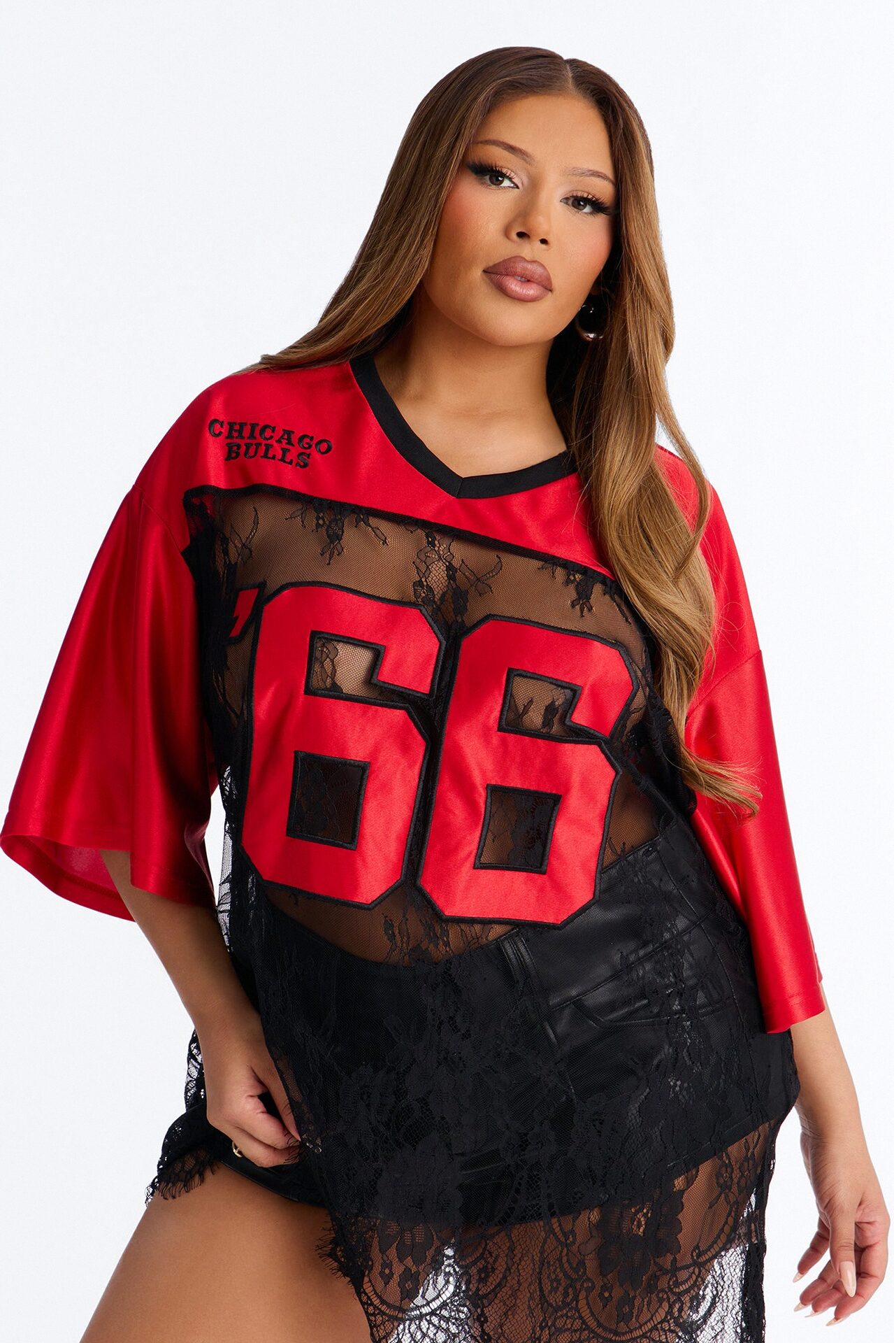 NBA Chicago Bulls Oversized Lace Top - Black