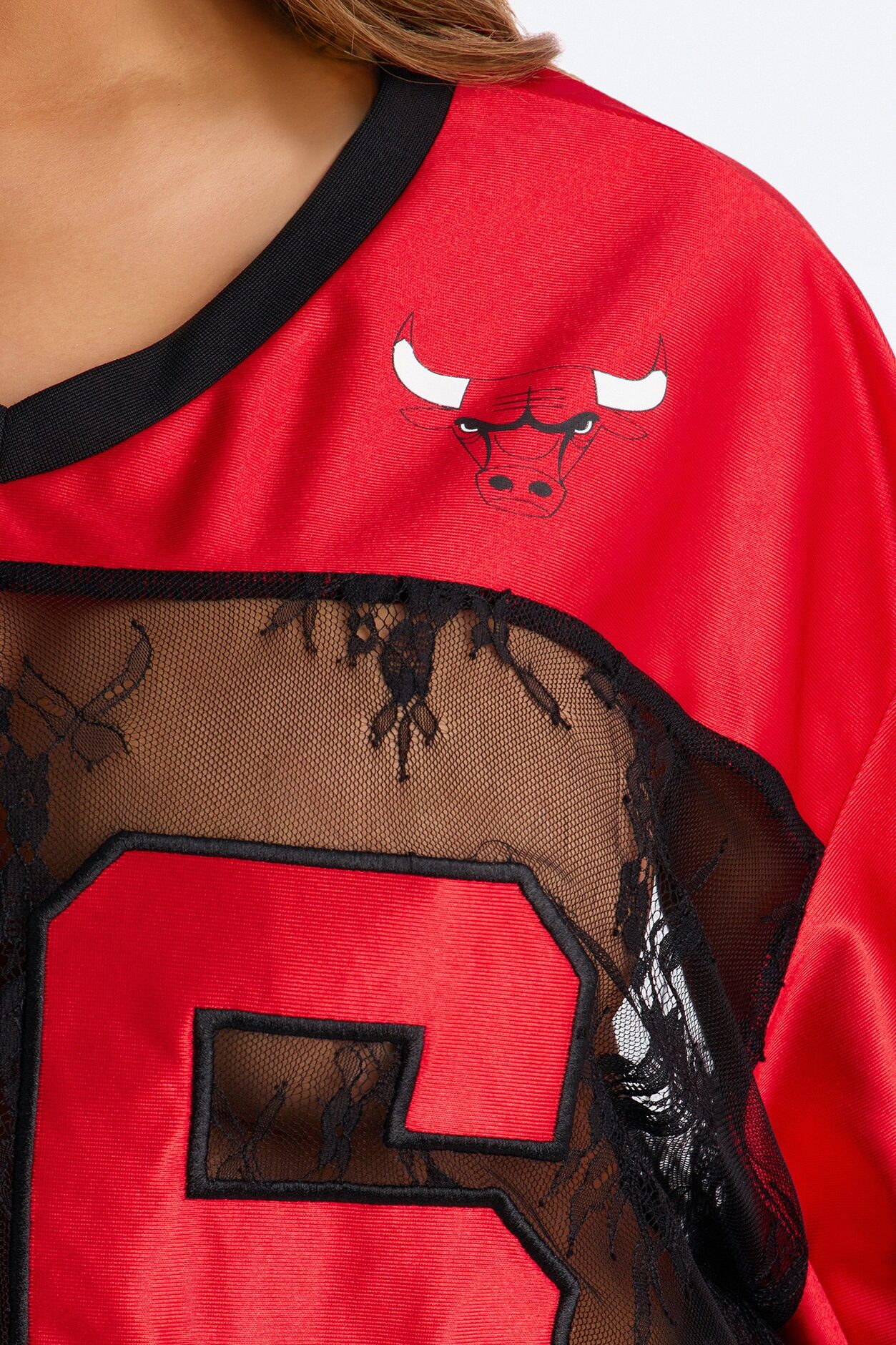 NBA Chicago Bulls Oversized Lace Top - Black