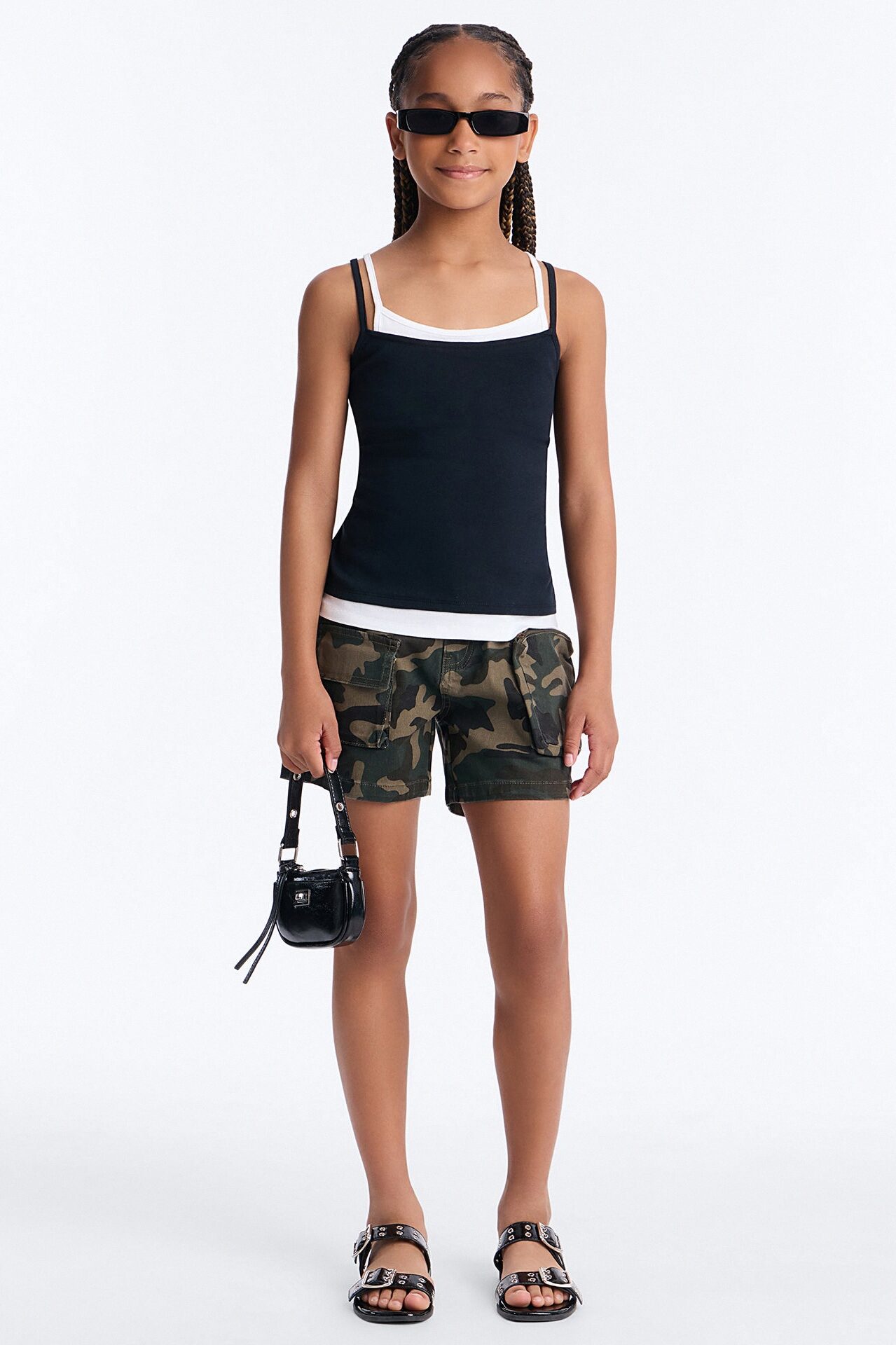 Mini Back Alley Camo Cargo Short - Olive/combo