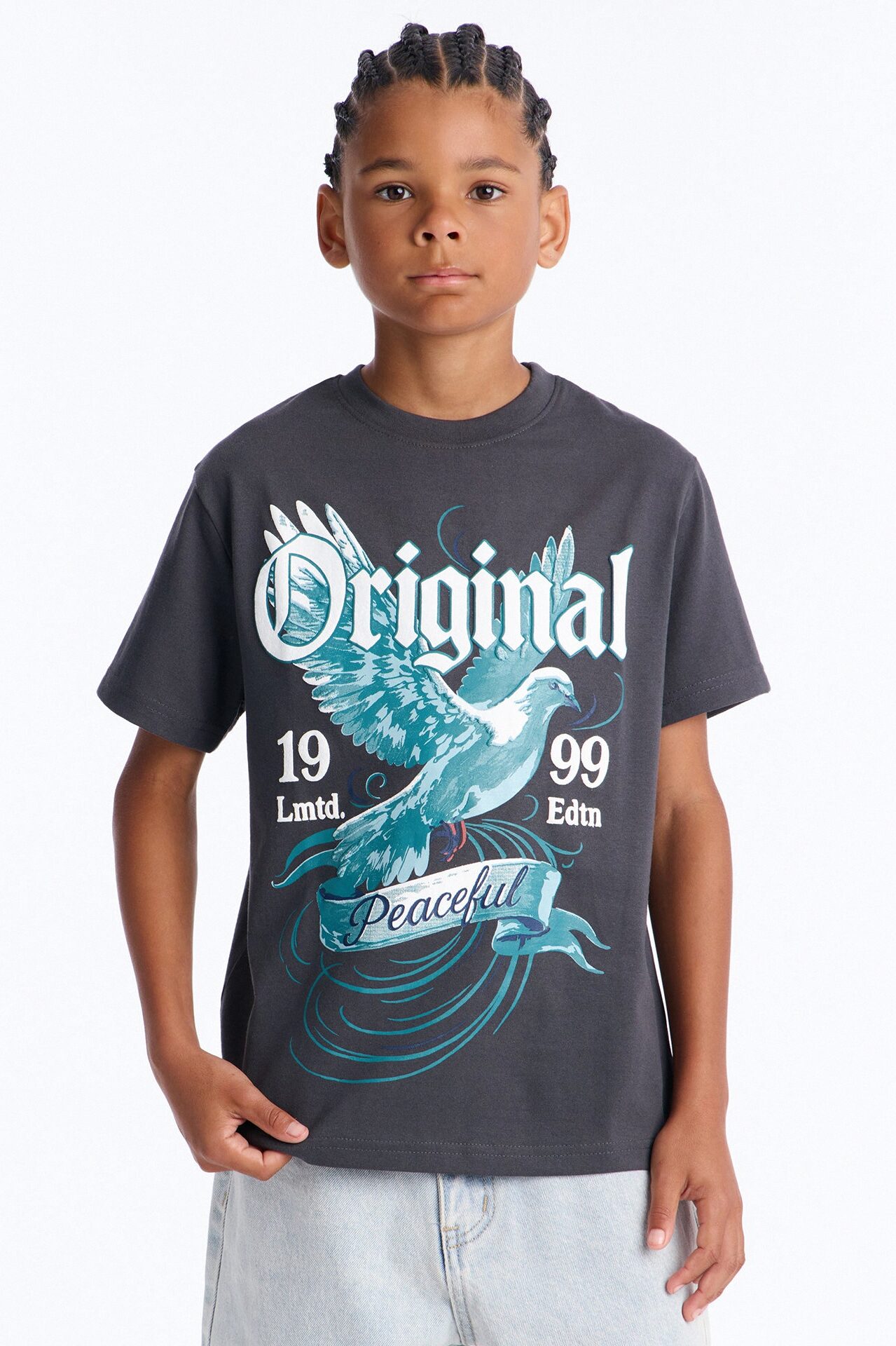 Mini Original Dove Short Sleeve Front/Back Tee - Charcoal