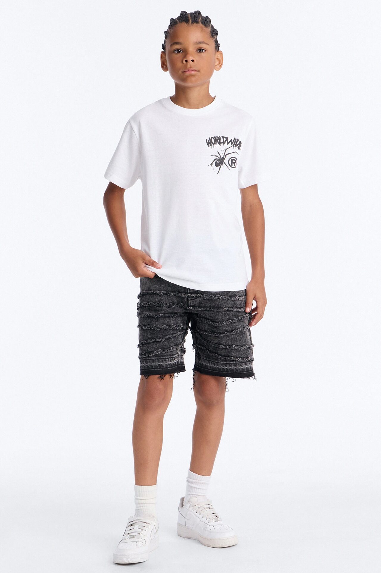 Mini Worldwide Spider Short Sleeve Front/Back Tee - White