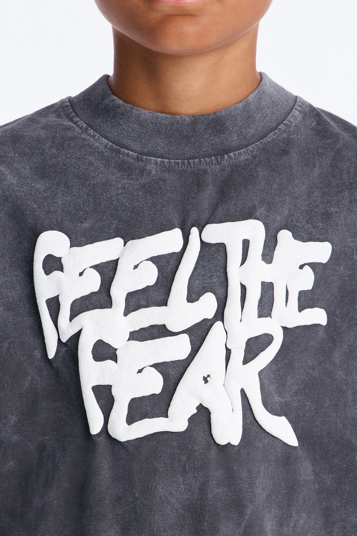 Mini Feel The Fear Short Sleeve Front/Back Tee - Grey