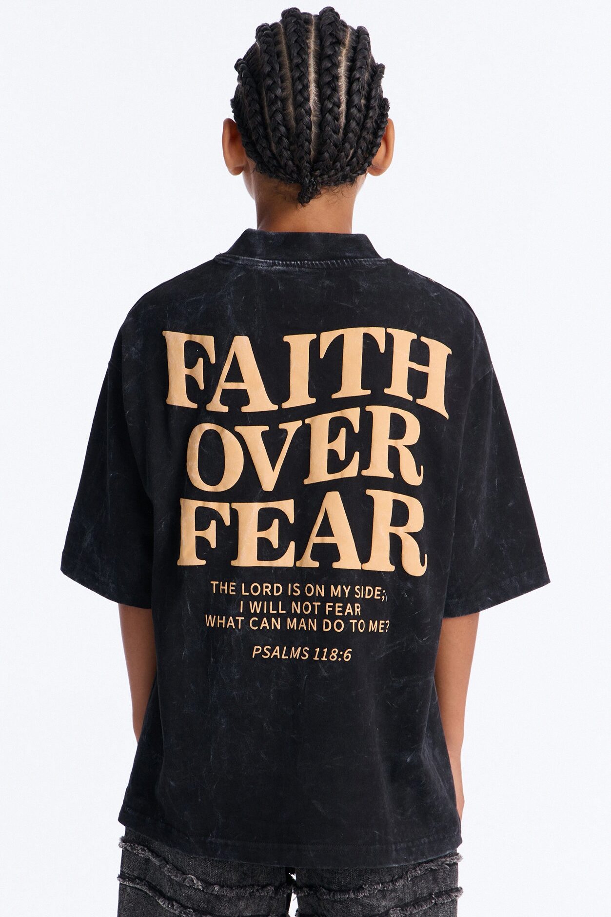 Mini Faith Over Fear Forever Short Sleeve Front/Back Tee - Black