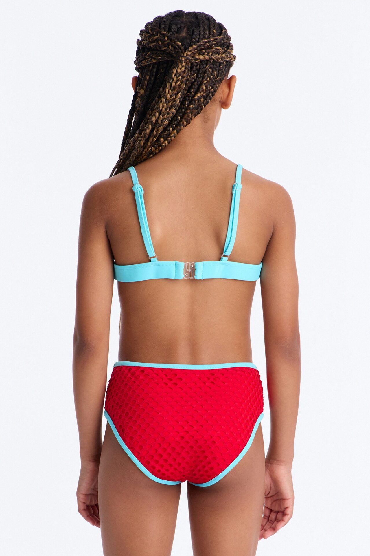 Mini Millie Starfish Crochet Mesh 3 Piece Bikini Set - Red/combo