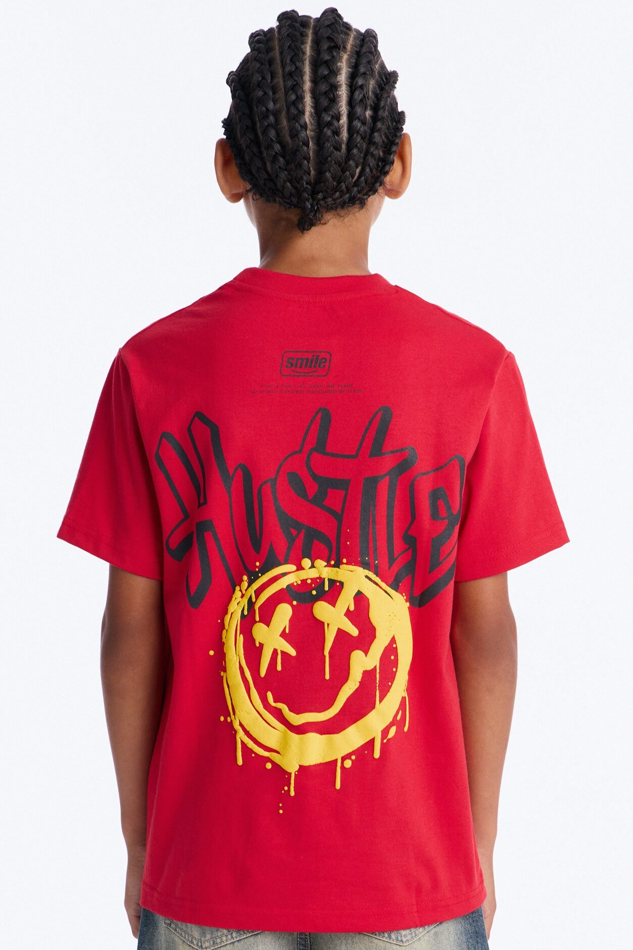 Mini Smile Through The Hustle Short Sleeve Front/Back Tee - Red