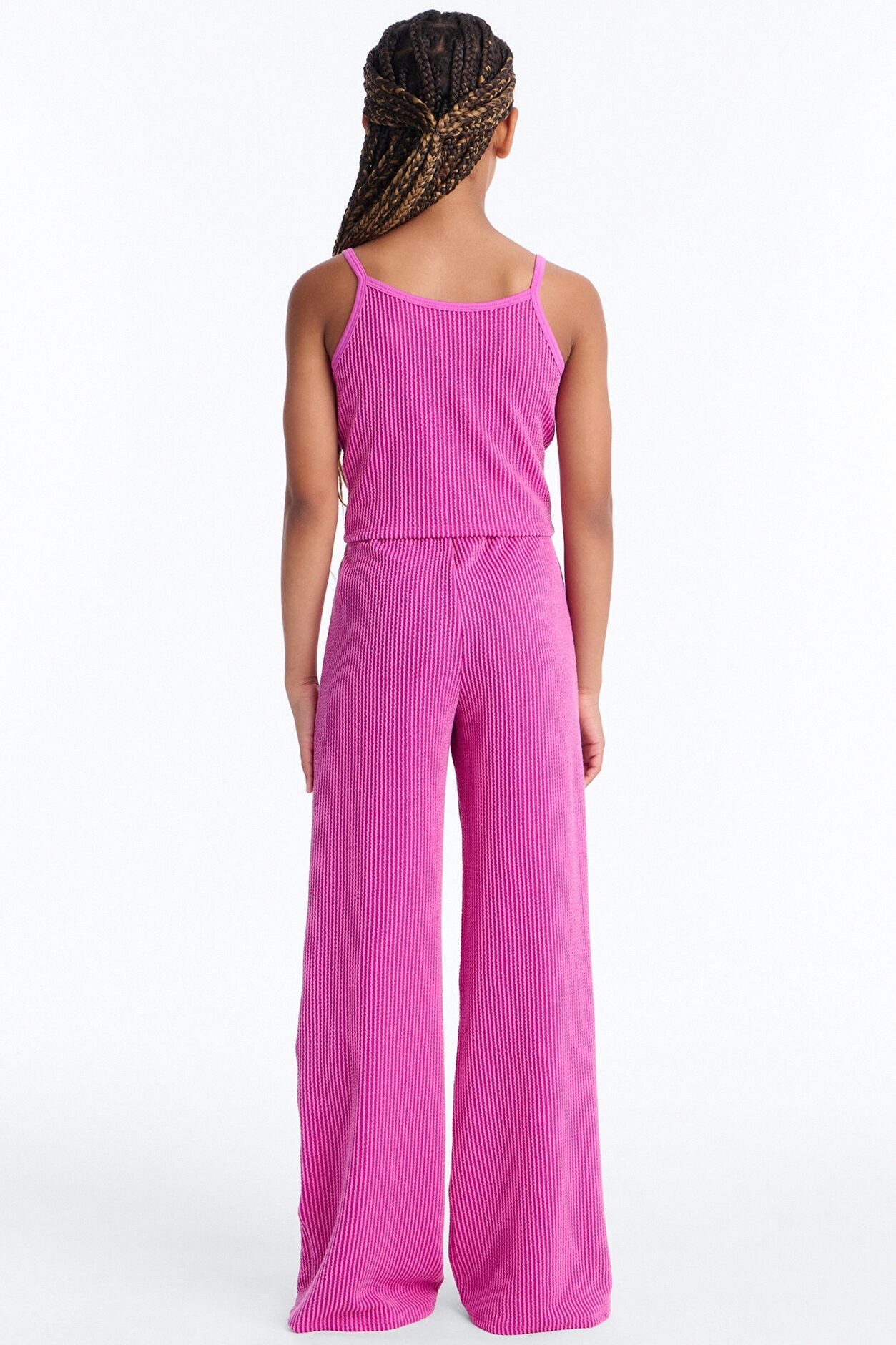 Mini Paulette Ribbed Pant Set - Magenta