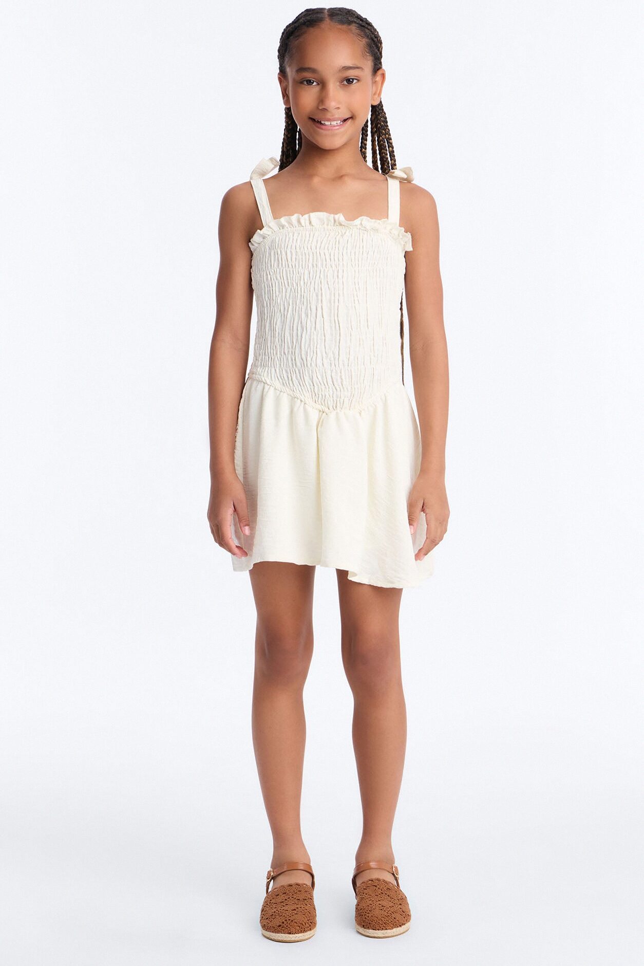 Mini Shaye Smocked Romper - Ivory