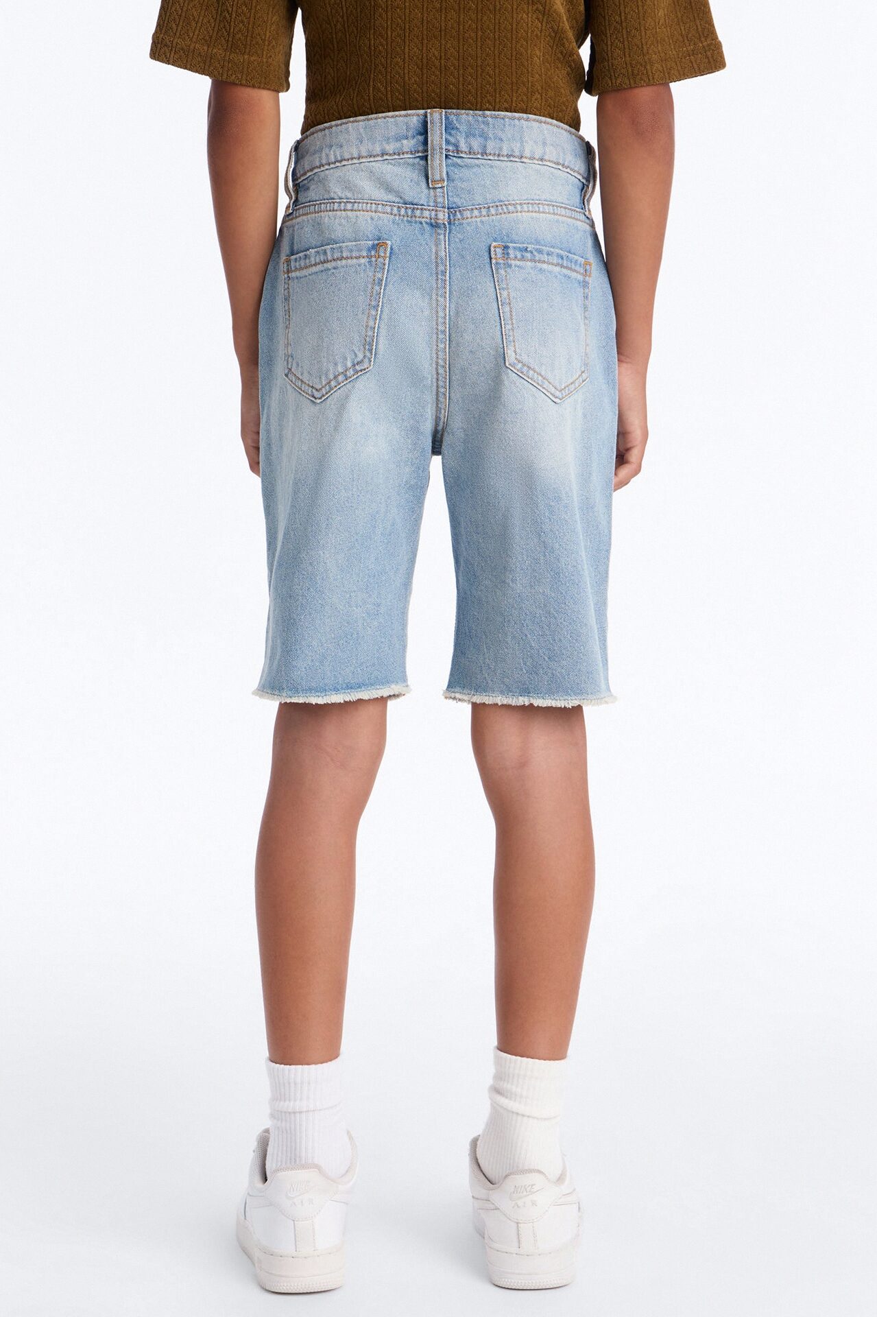 Mini Back To It Distressed Raw Hem Slim Denim Shorts - Light Wash