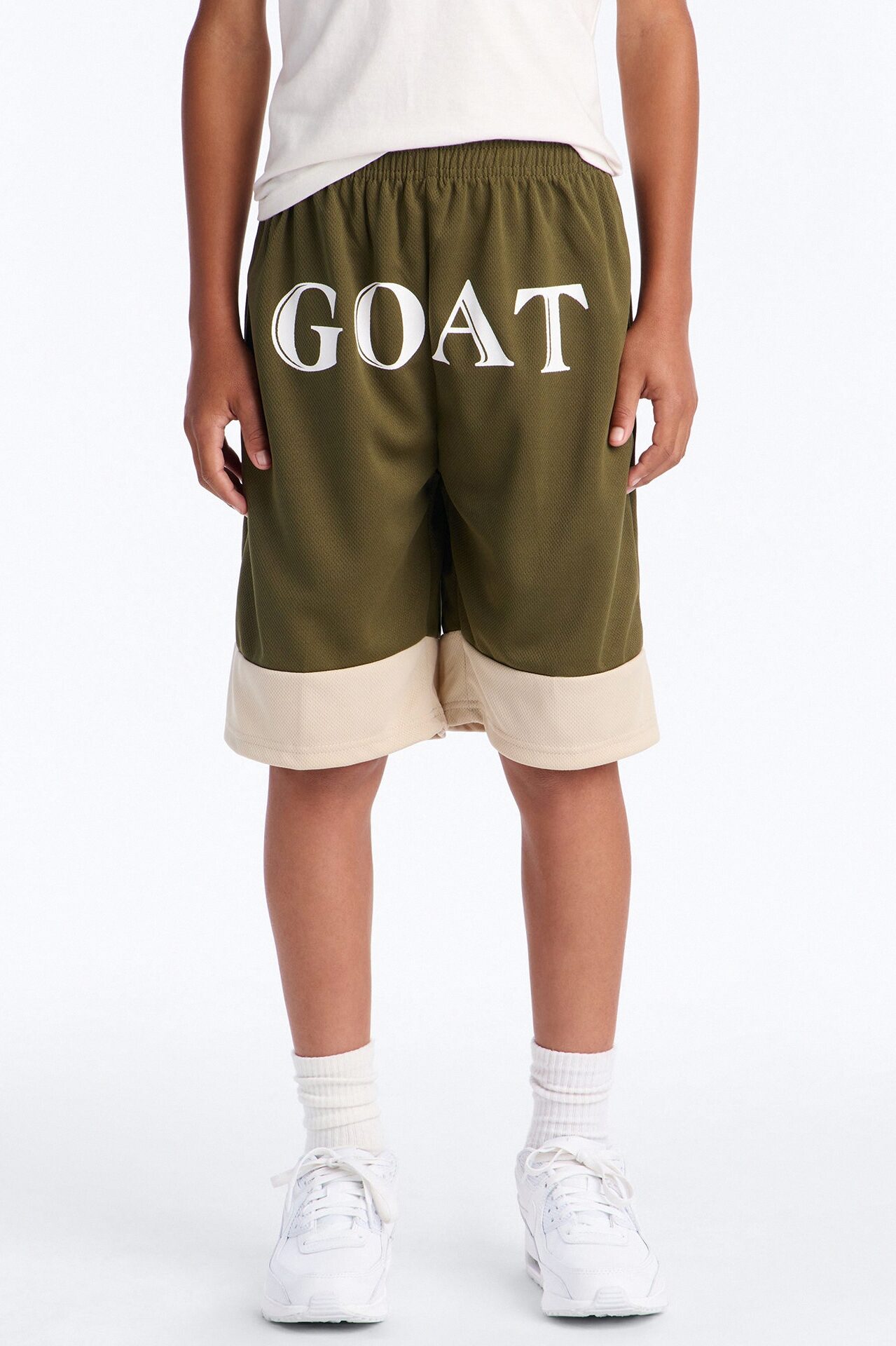 Mini The GOAT Till The End Mesh Shorts - Olive
