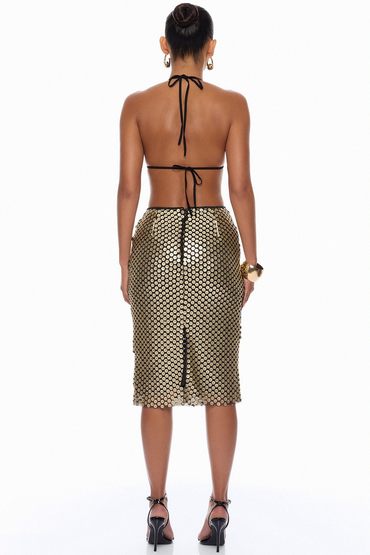 Here For A Good Time Sequin Bikini 3 Piece Set - Gold