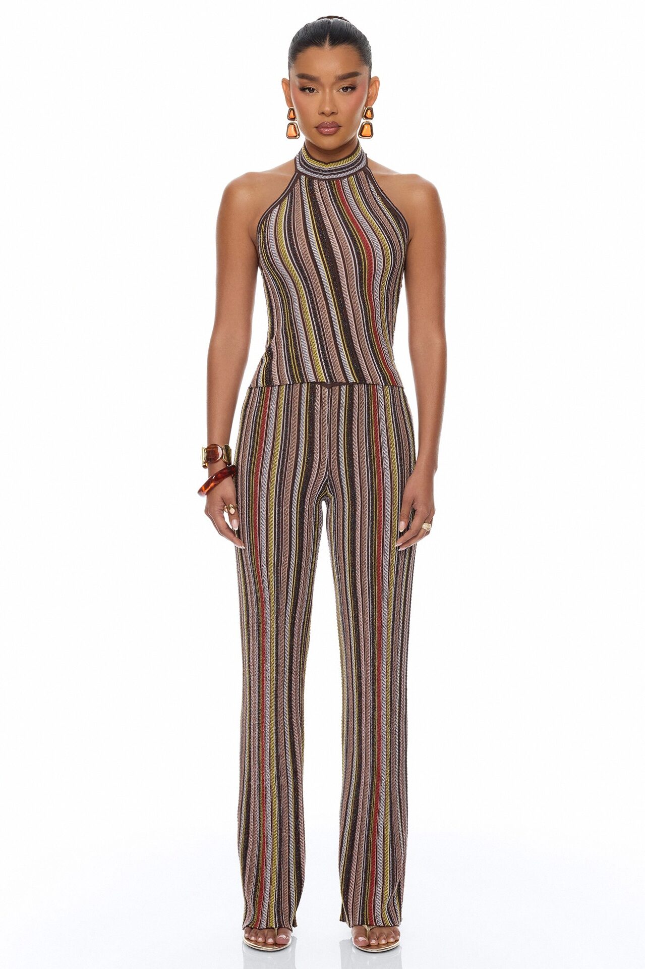 Jadyn Metallic Sweater Pant Set - Multi Color