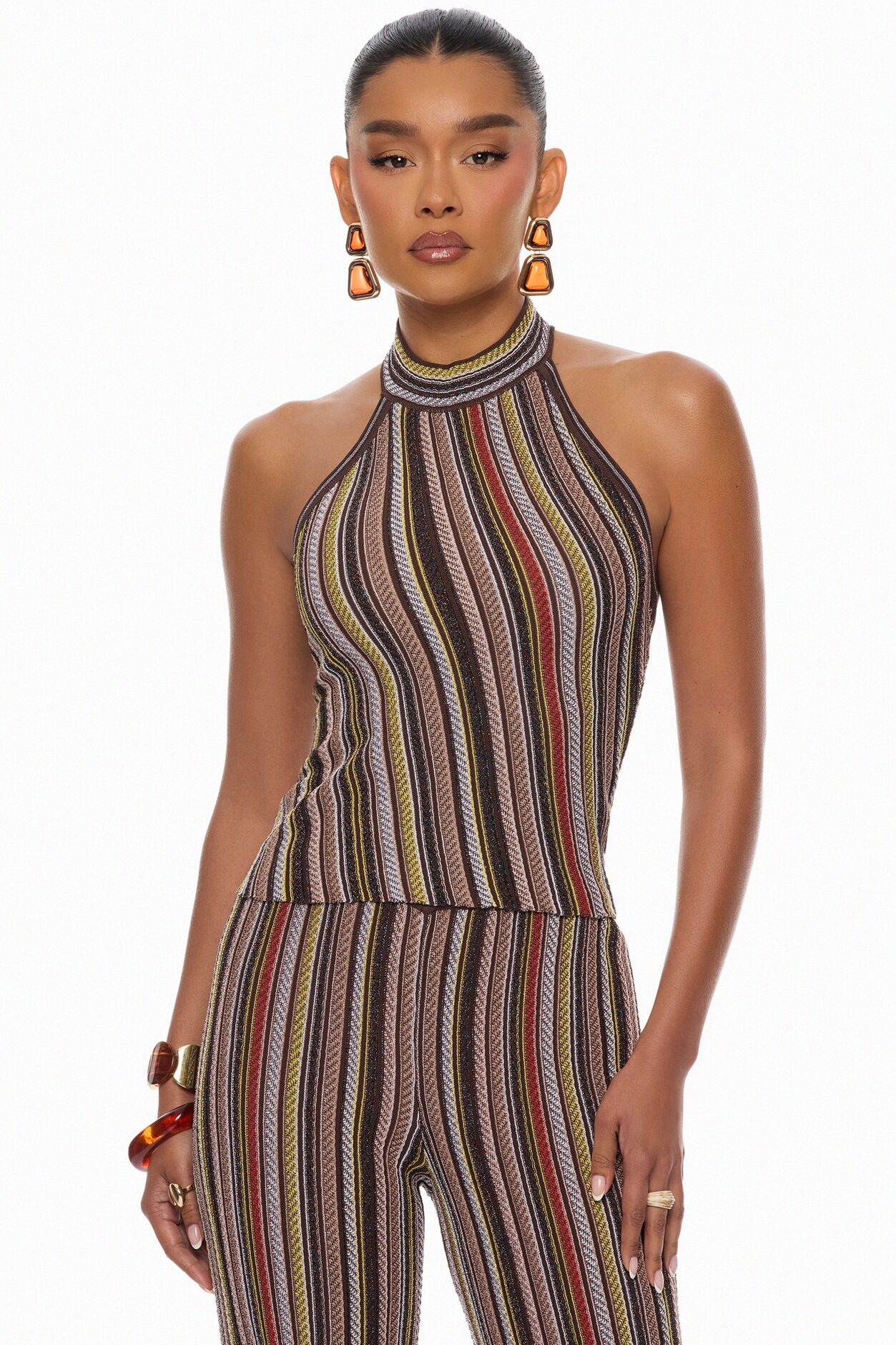 Jadyn Metallic Sweater Pant Set - Multi Color