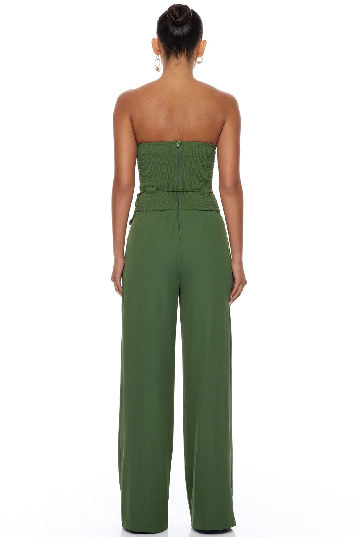 Cancun Nights Braided Strapless Jumpsuit - Olive