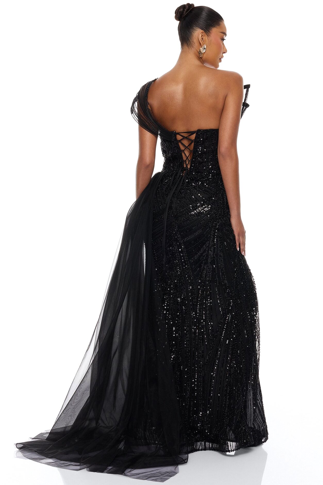 Pure Luxe Embellished Gown - Black