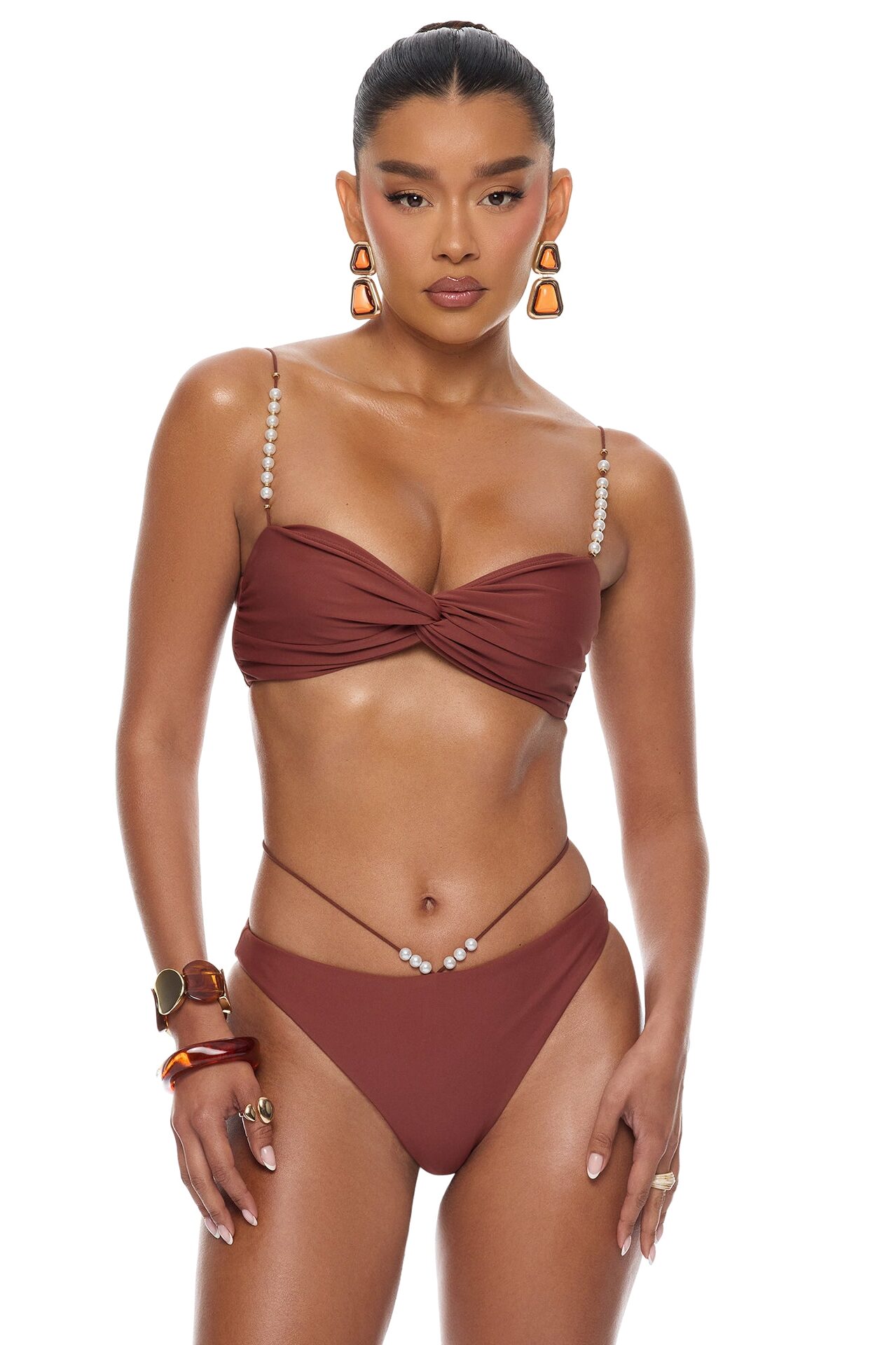 Melodie Pearl 3 Piece Bikini Set - Brown