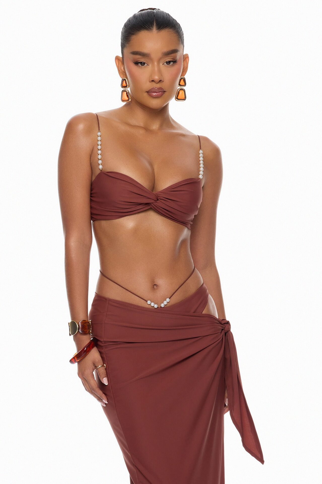 Melodie Pearl 3 Piece Bikini Set - Brown