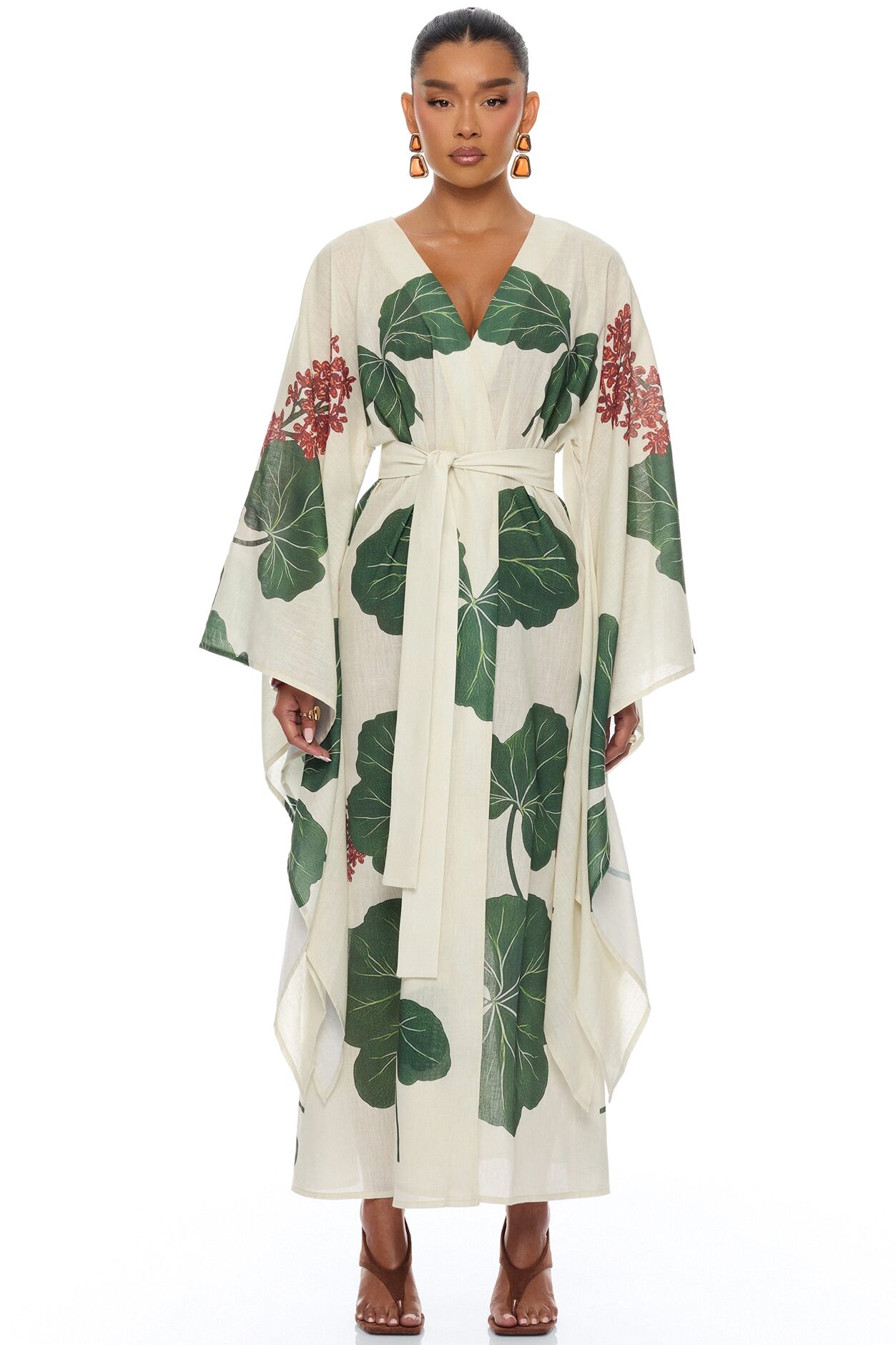 Tropic Getaway Linen Kimono - Ivory/combo