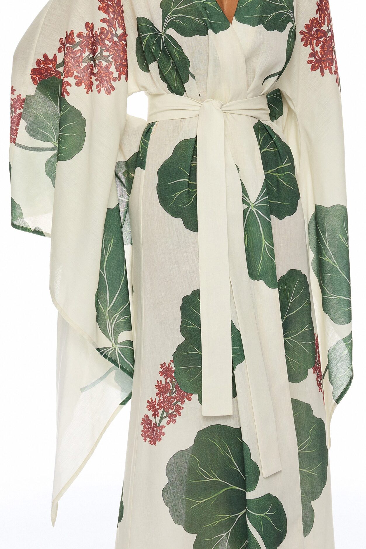 Tropic Getaway Linen Kimono - Ivory/combo