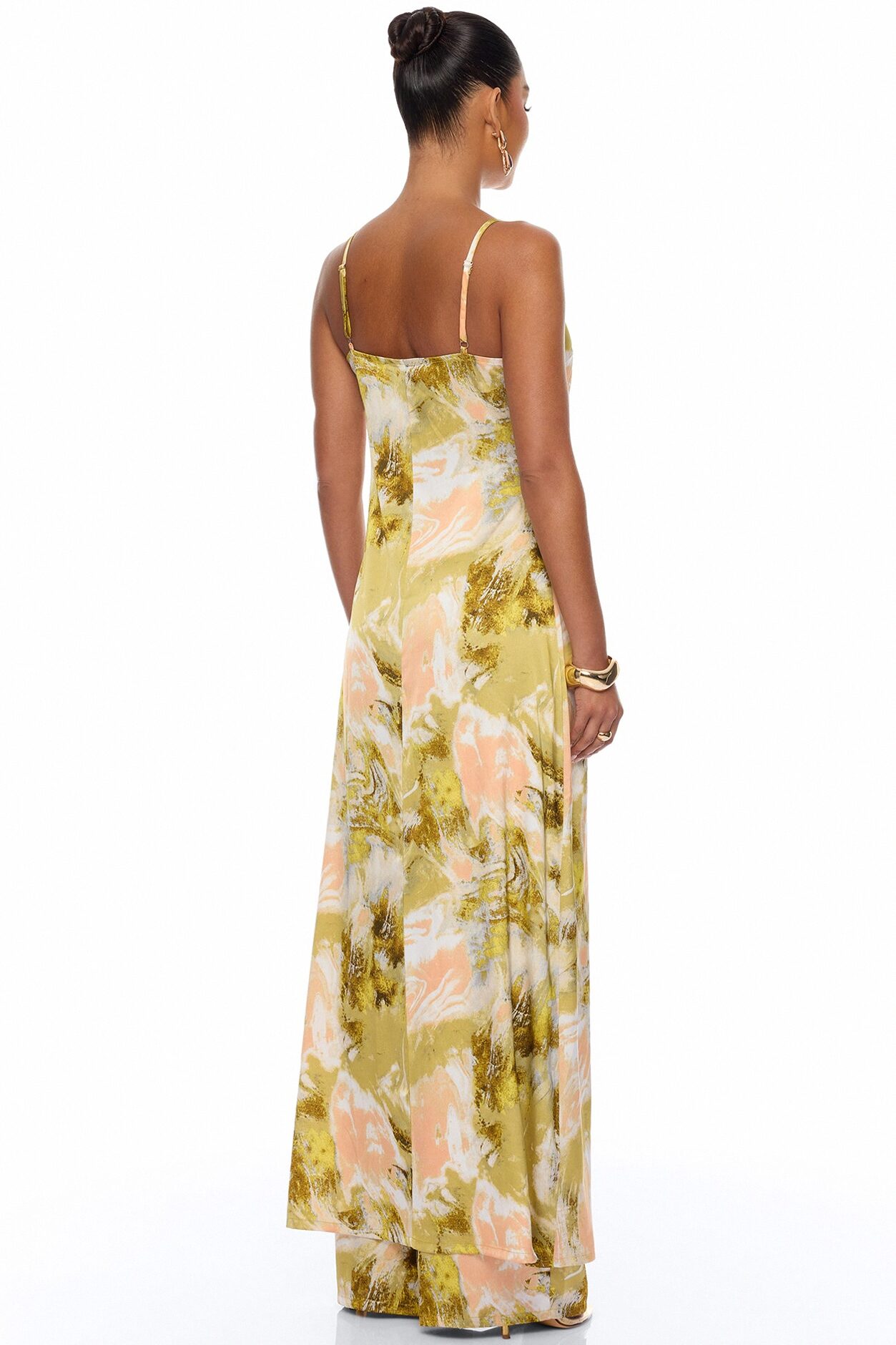 Off To The Tropics Satin Pant Set - Green/combo