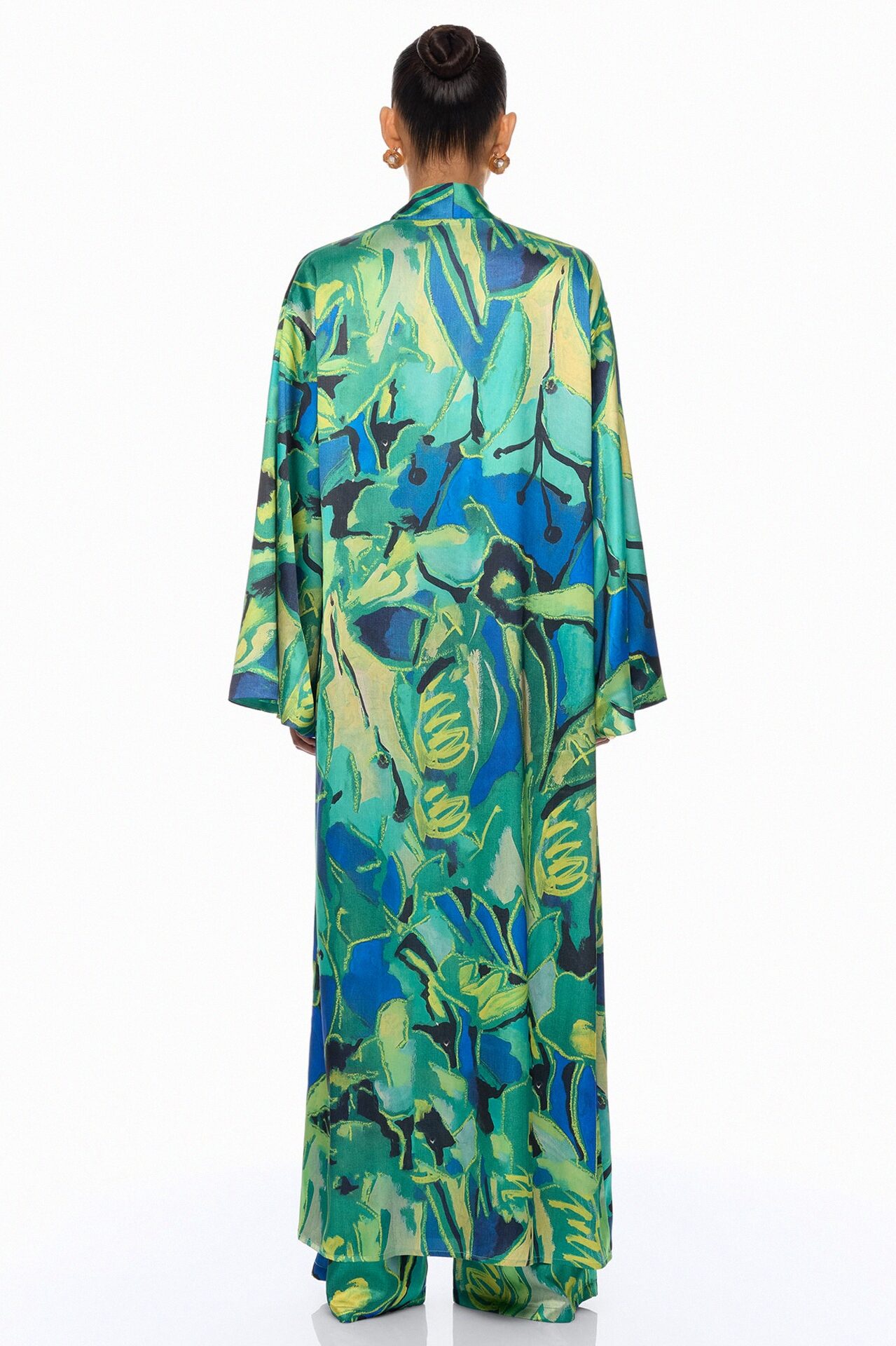 Pure Luxury 3 Piece Satin Kimono Set - Green/combo