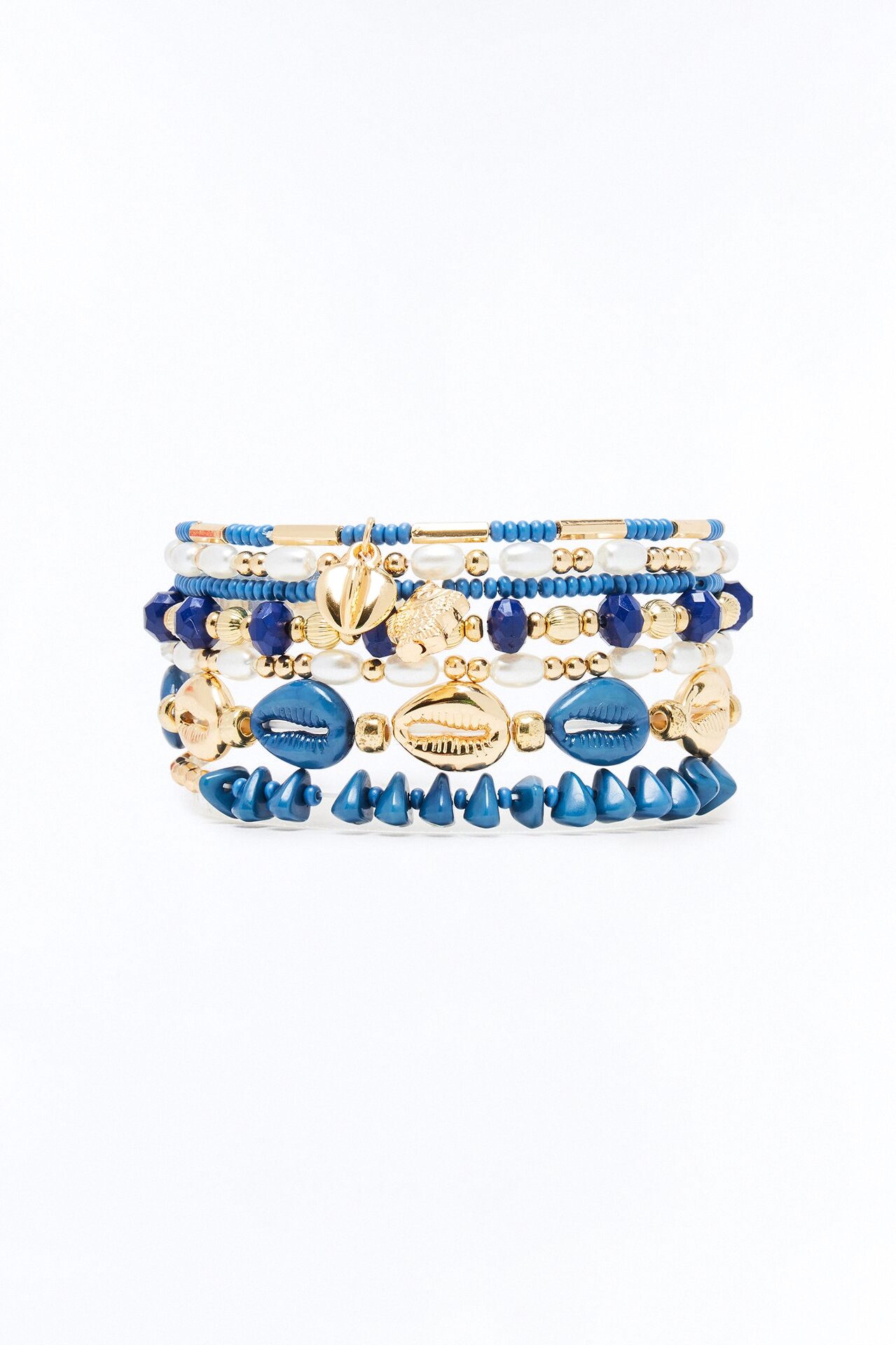 Catching Waves Beaded Stretch 7 Piece Bracelet Set - Blue/combo